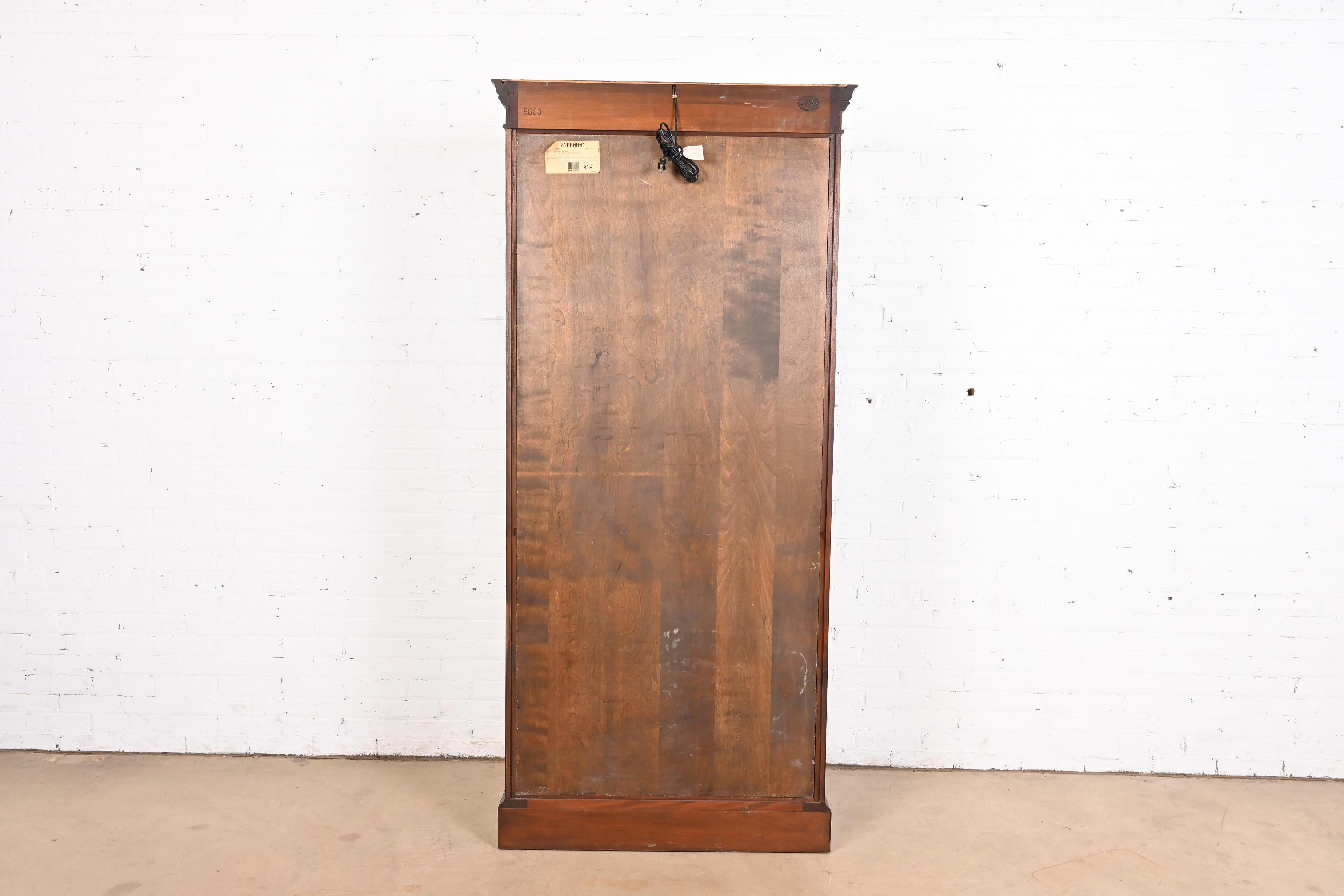 Stickley Georgian Carved Cherry Wood Lighted Bookcase or Display Cabinet 2