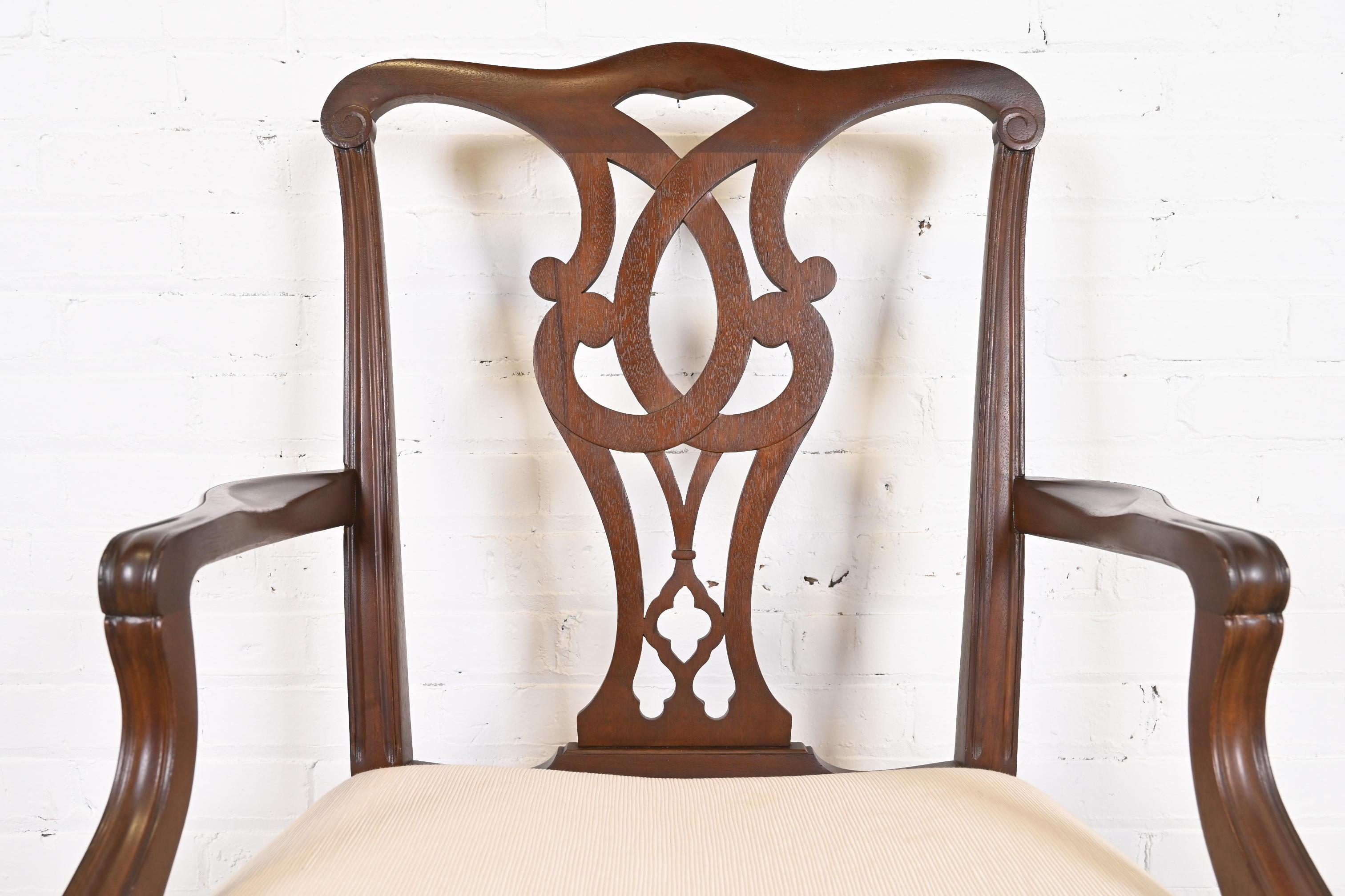 Stickley Georgian Carved Mahogany Dining Chairs, Set of Eight 6