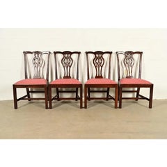 Stickley Georgian Carved Mahogany Dining Chairs, Set of Four