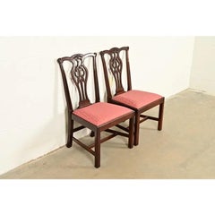 Stickley Georgian Carved Mahogany Side Chairs or Dining Chairs, Pair