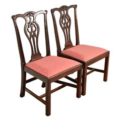Stickley Georgian Carved Mahogany Side Chairs or Dining Chairs, Pair