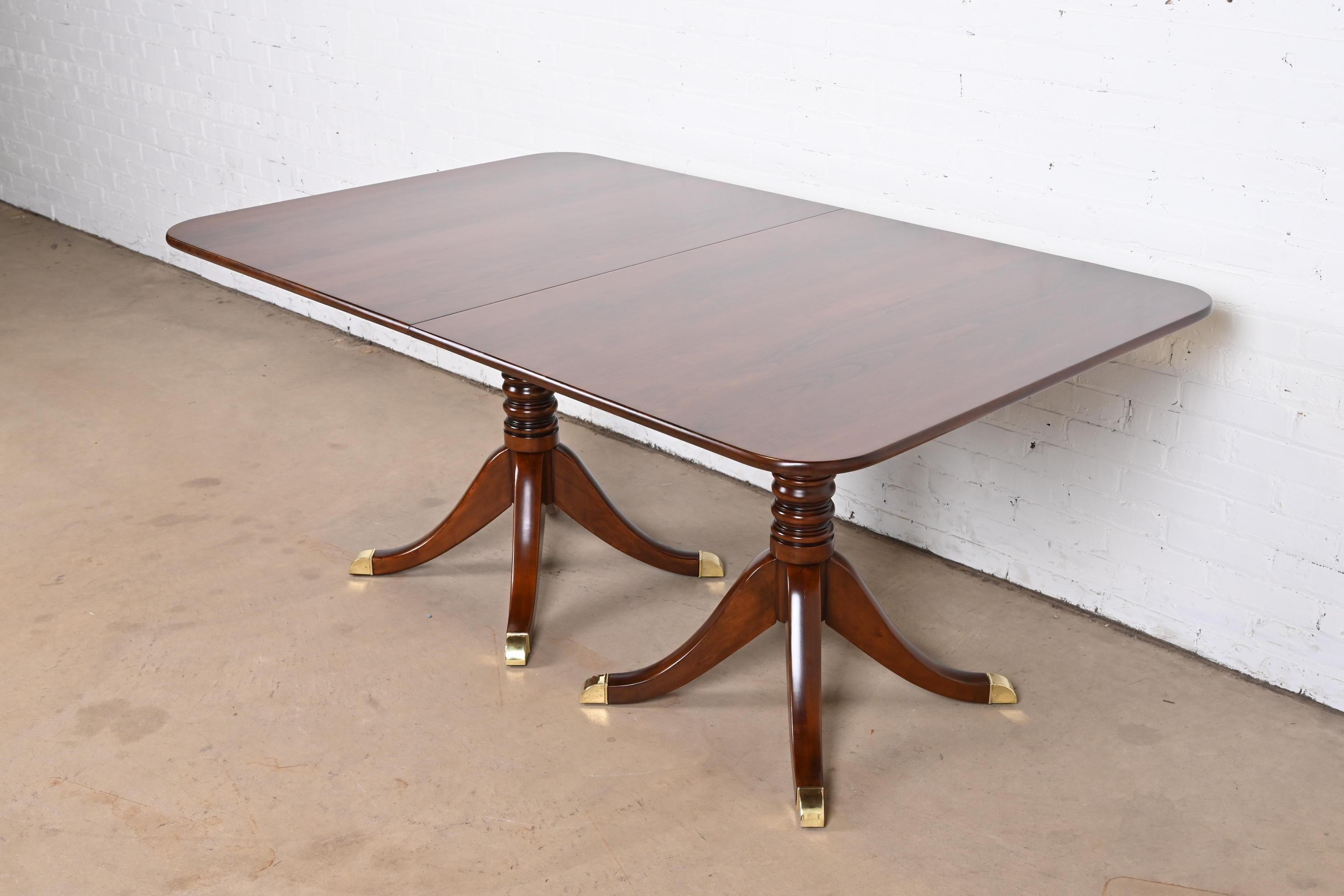 Stickley Georgian Cherry Wood Double Pedestal Dining Table, Newly Refinished For Sale 7