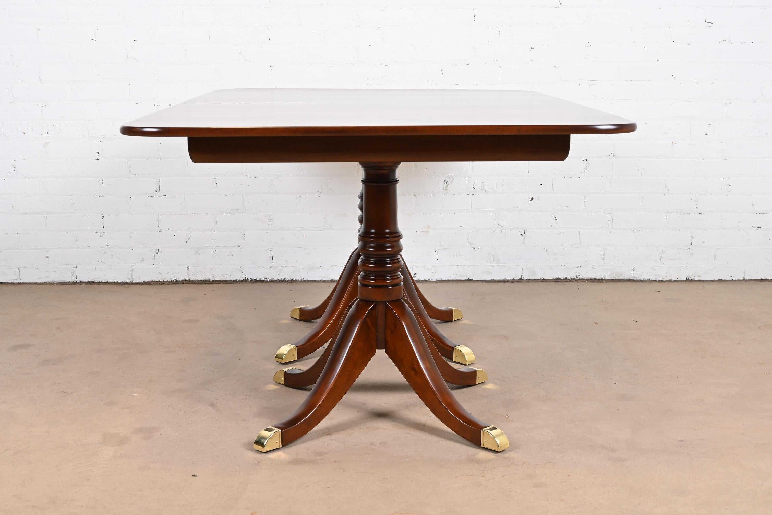 Stickley Georgian Cherry Wood Double Pedestal Dining Table, Newly Refinished For Sale 8