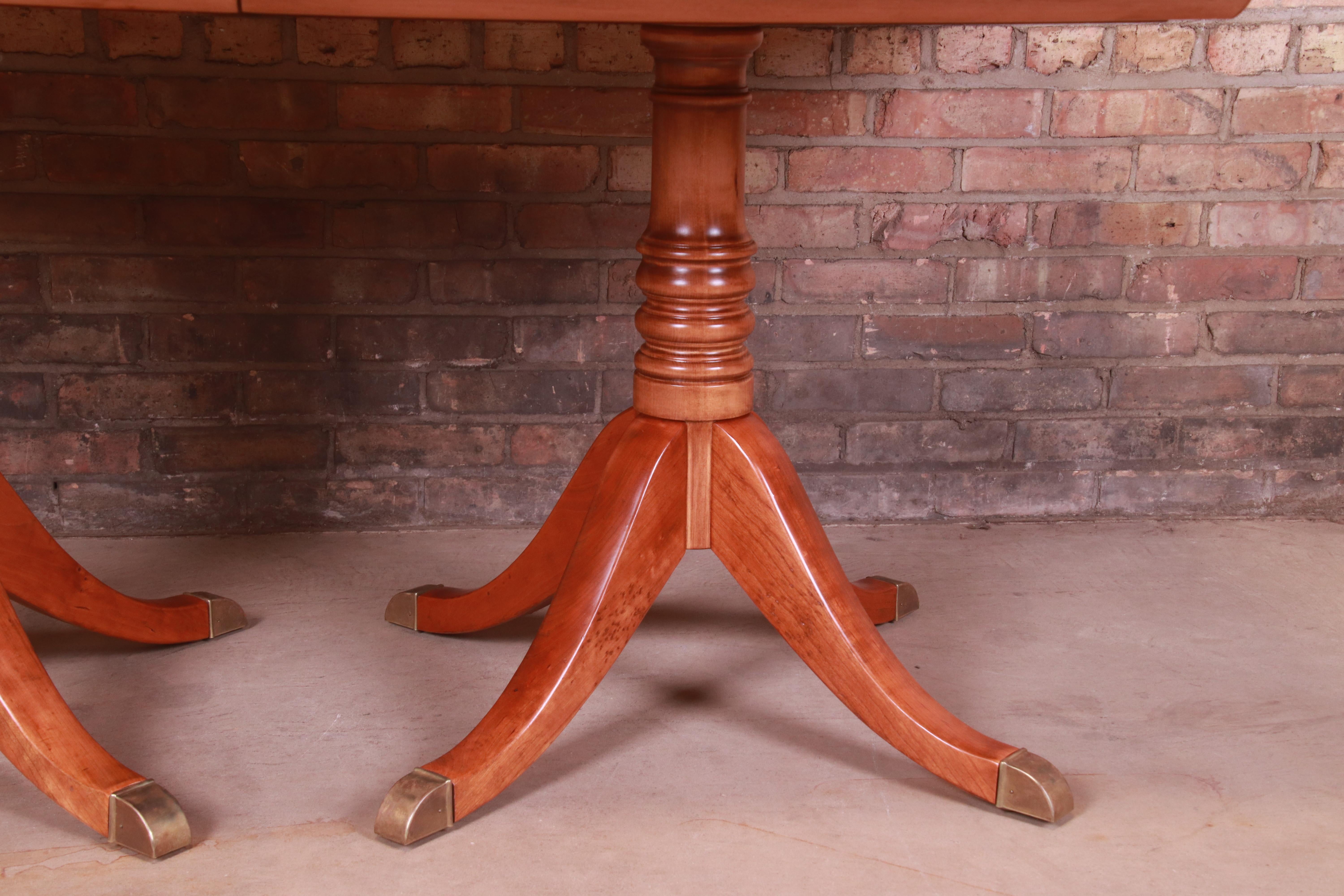 Stickley Georgian Cherry Wood Double Pedestal Dining Table, Newly Refinished For Sale 8