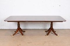 Stickley Georgian Cherry Wood Double Pedestal Dining Table, Newly Refinished