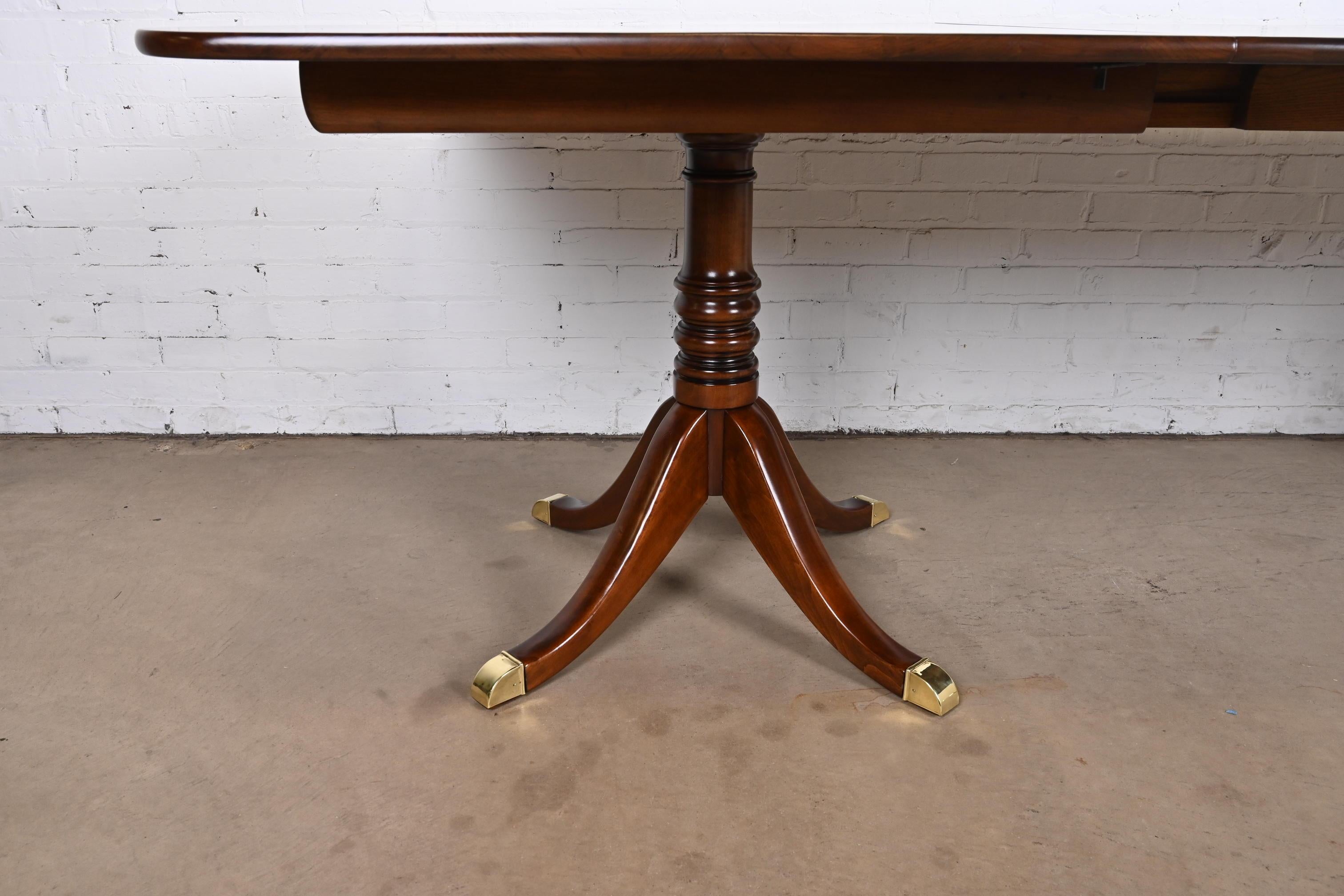 Stickley Georgian Cherry Wood Double Pedestal Dining Table, Newly Refinished For Sale 3