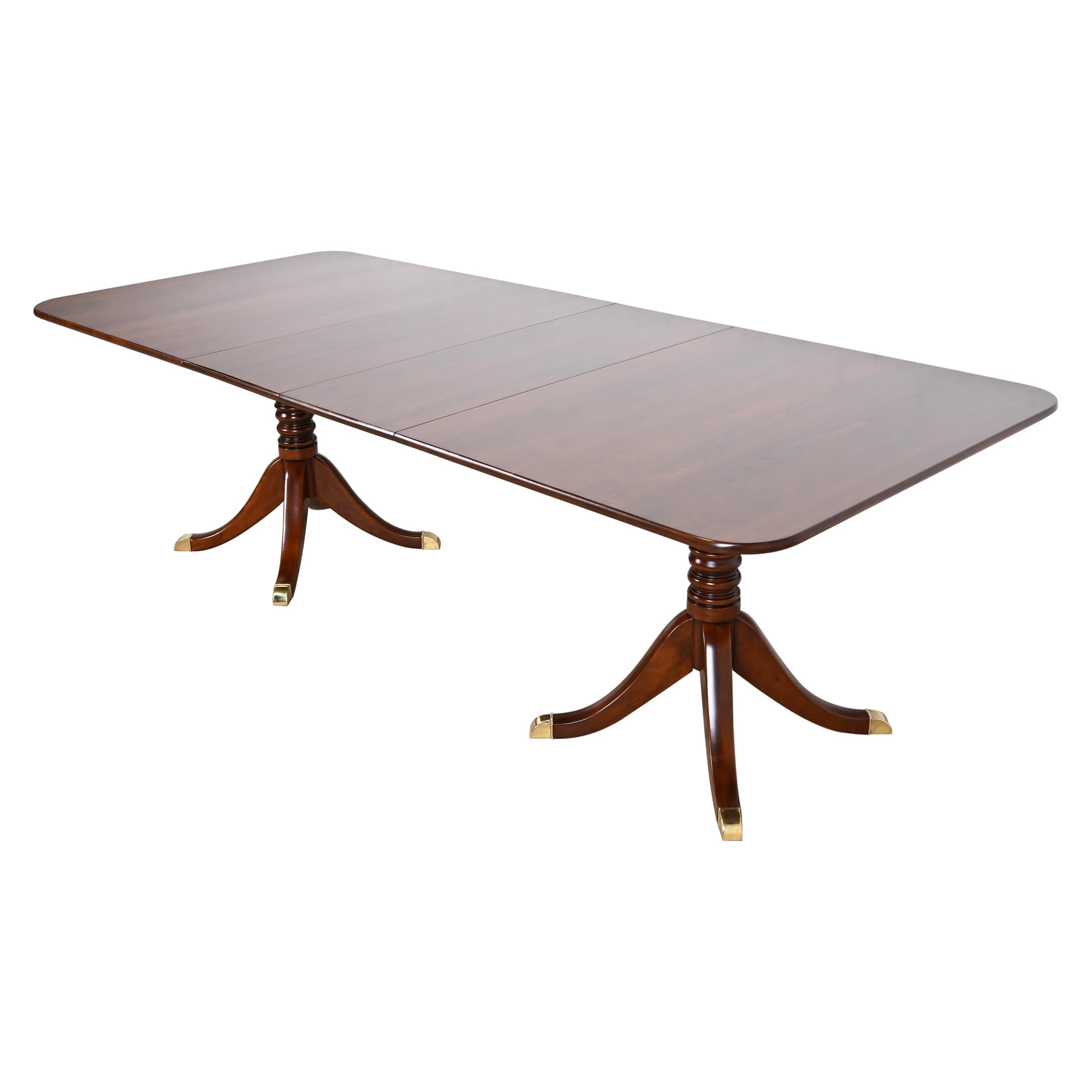 Tavolo da pranzo a doppio piedistallo Stickley Georgian Cherry Wood, appena rifinito