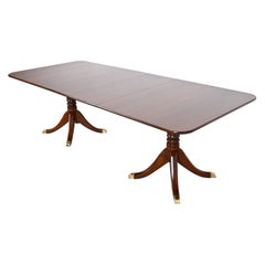 Stickley Georgian Cherry Wood Double Pedestal Dining Table, Newly Refinished