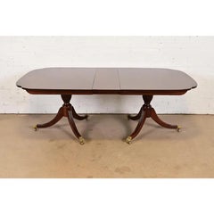 Stickley Georgian Double Pedestal Extension Dining Table, Newly Refinished