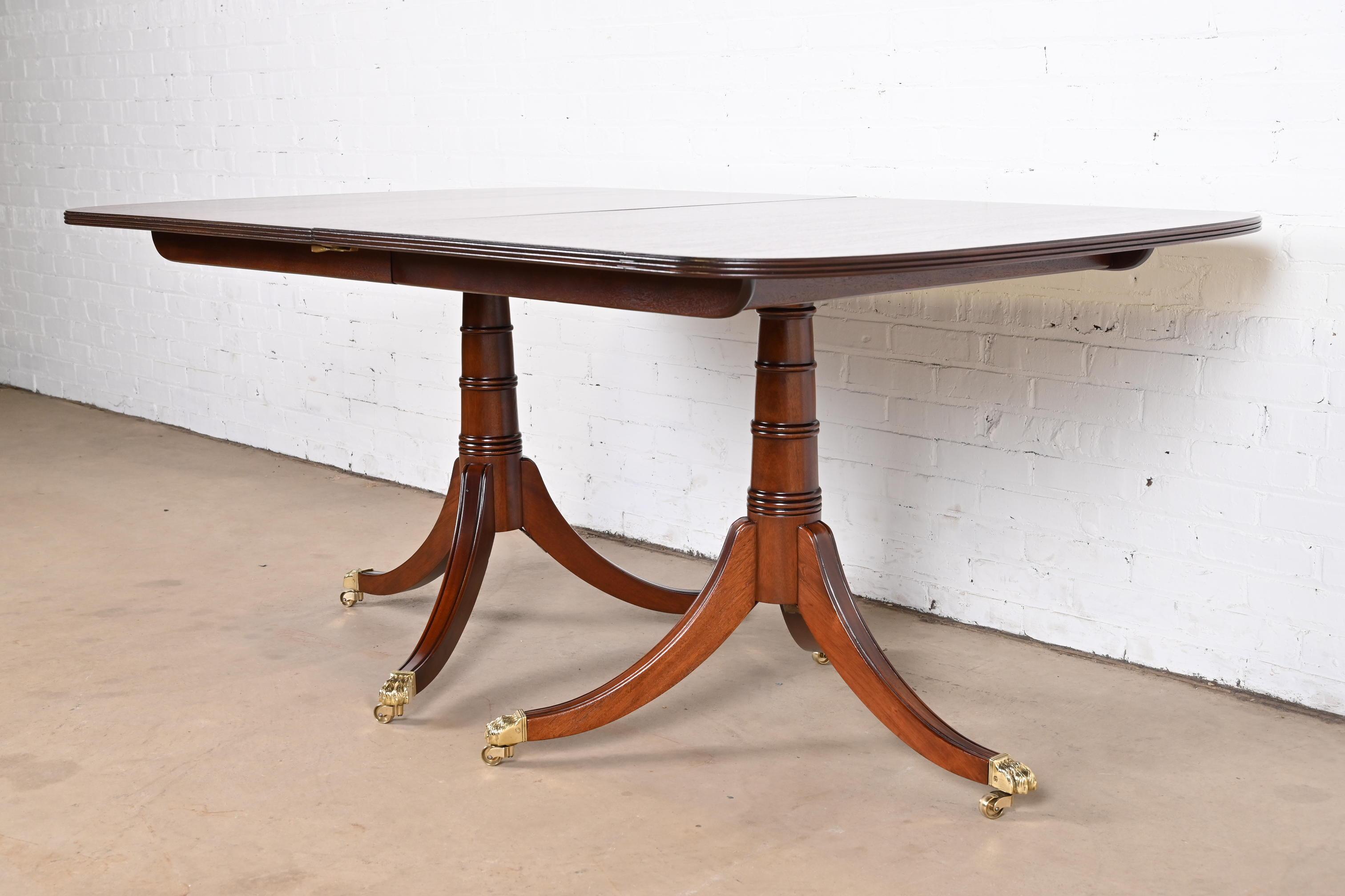 Stickley Georgian Mahogany Double Pedestal Dining Table, Newly Refinished 7