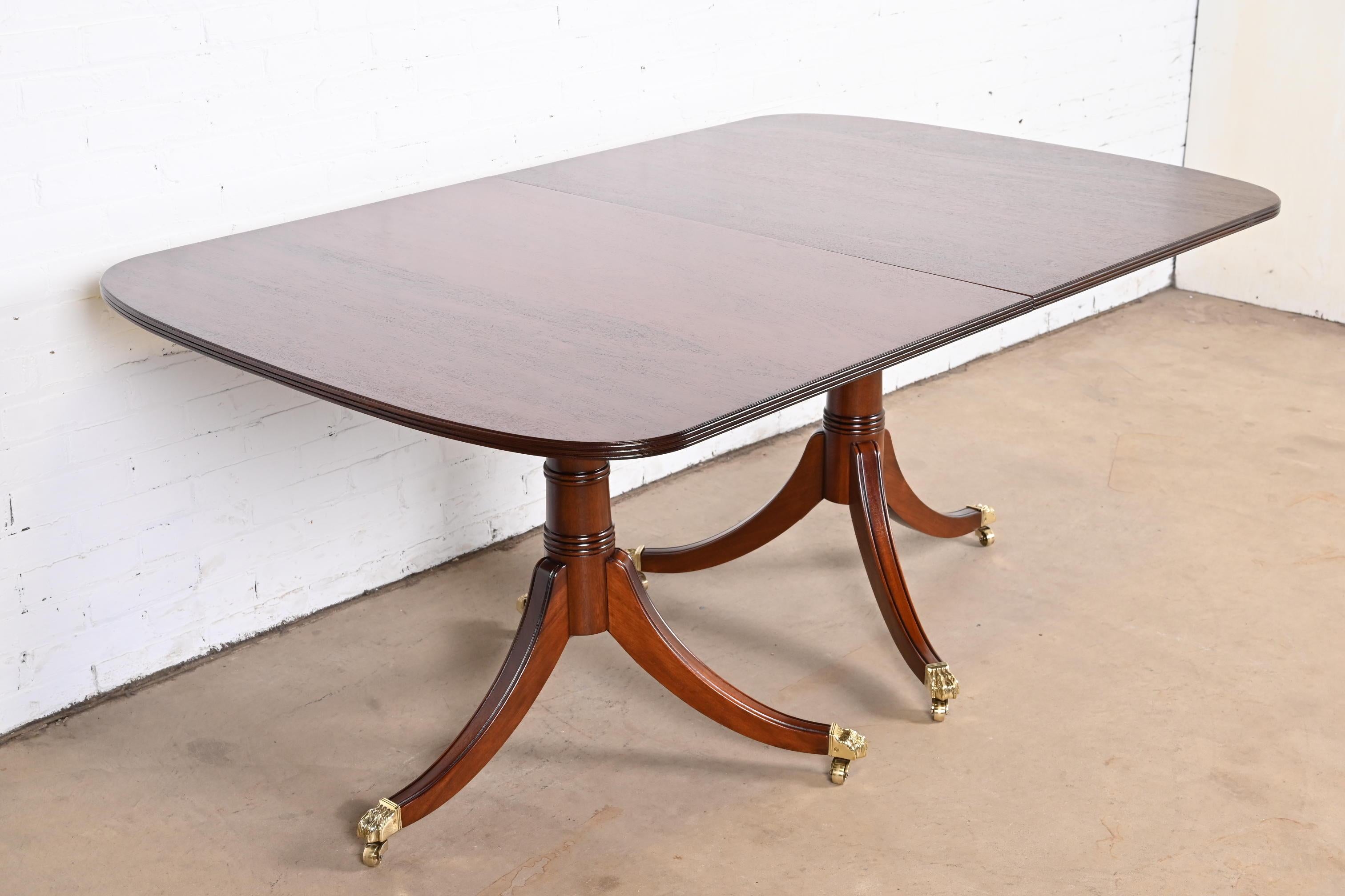 Stickley Georgian Mahogany Double Pedestal Dining Table, Newly Refinished 7