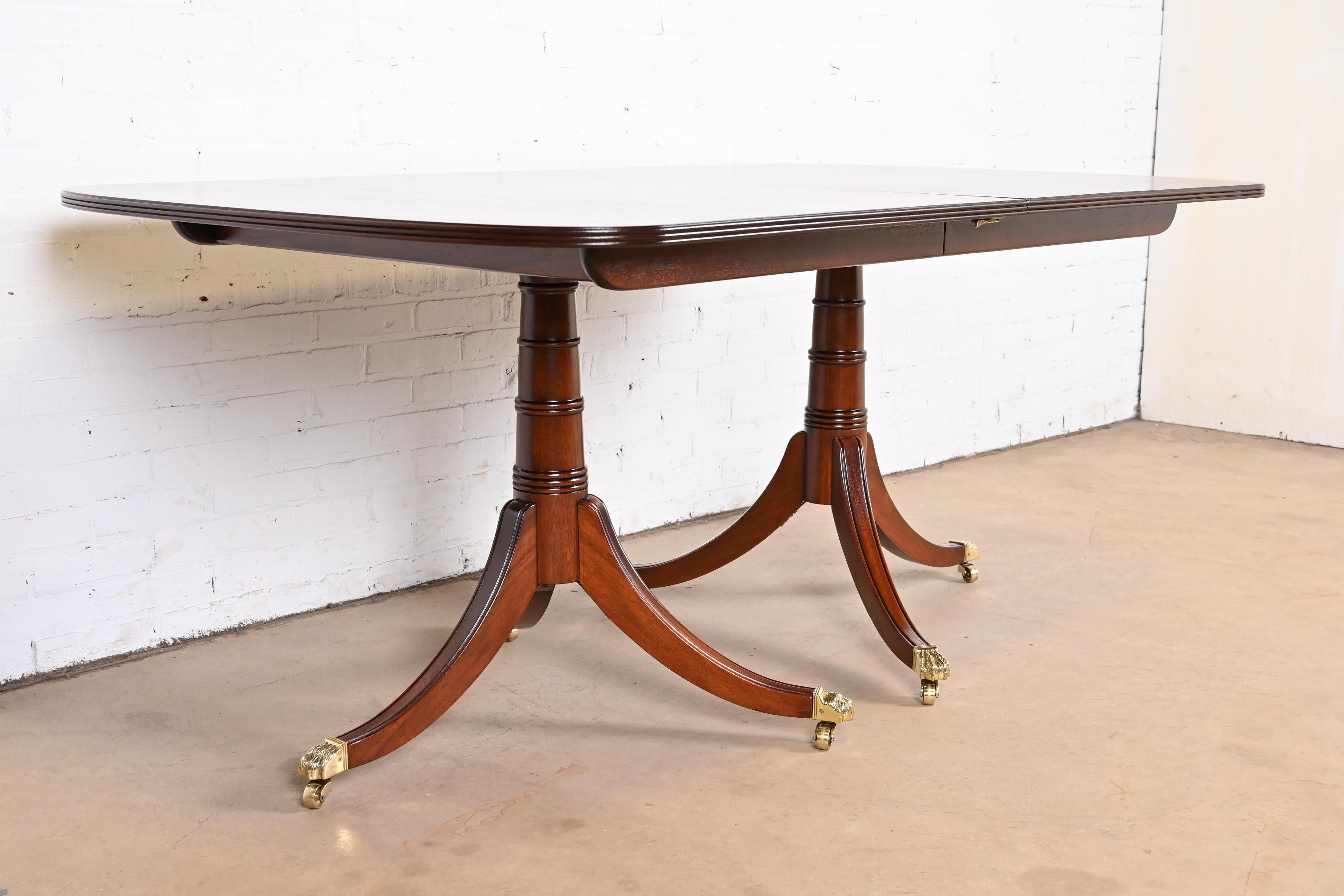 Stickley Georgian Mahogany Double Pedestal Dining Table, Newly Refinished 9