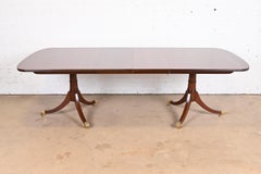 Stickley Georgian Mahogany Double Pedestal Dining Table, Newly Refinished