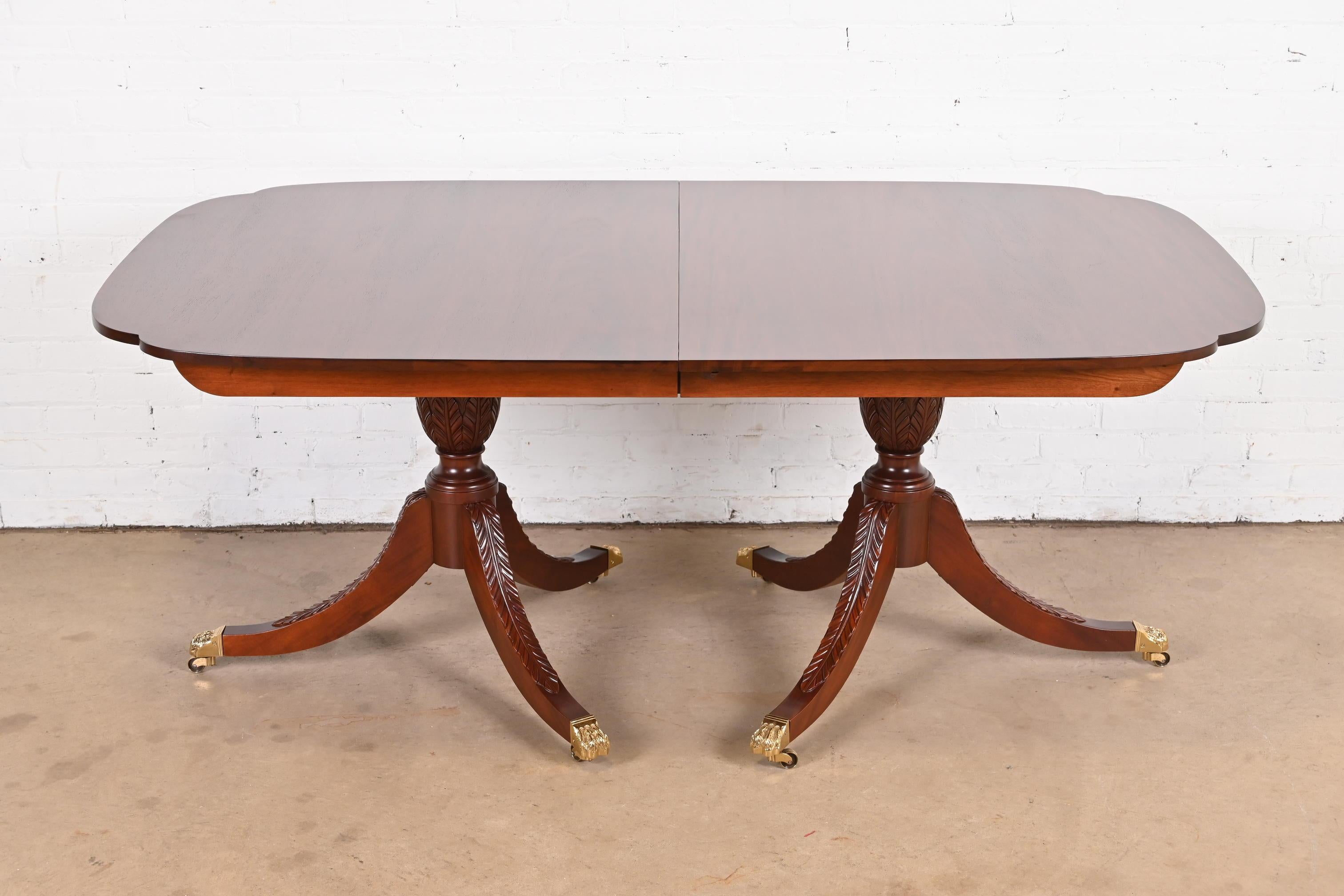 Stickley Georgian Mahogany Double Pedestal Dining Table, Newly Refinished 1