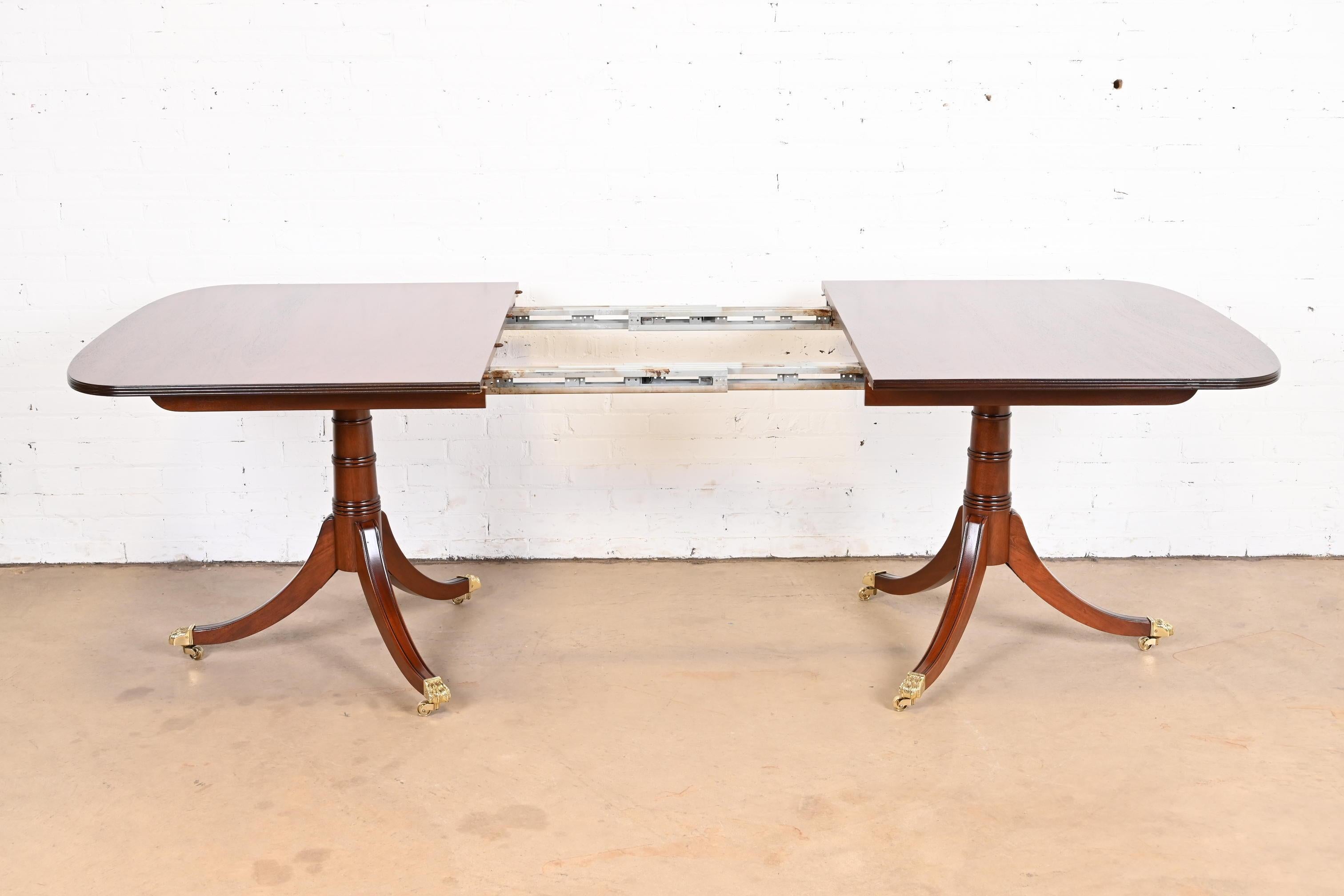 Stickley Georgian Mahogany Double Pedestal Dining Table, Newly Refinished 3