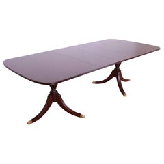 Stickley Georgian Mahogany Double Pedestal Extension Dining Table, Refinished