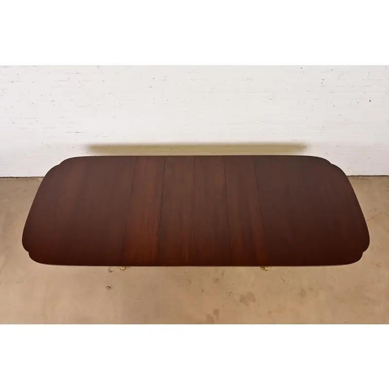 Brass Stickley Georgian Mahogany Extension Dining Table, Newly Refinished For Sale