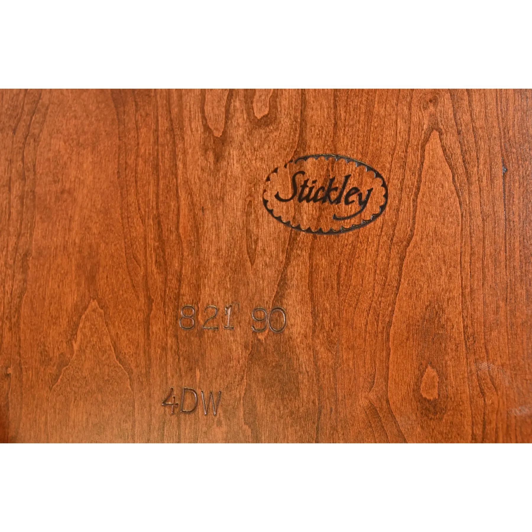 Stickley Georgian Solid Cherry Wood Double Pedestal  Dining Table, Refinished For Sale 7