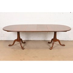 Stickley Georgian Solid Cherry Wood Double Pedestal  Dining Table, Refinished