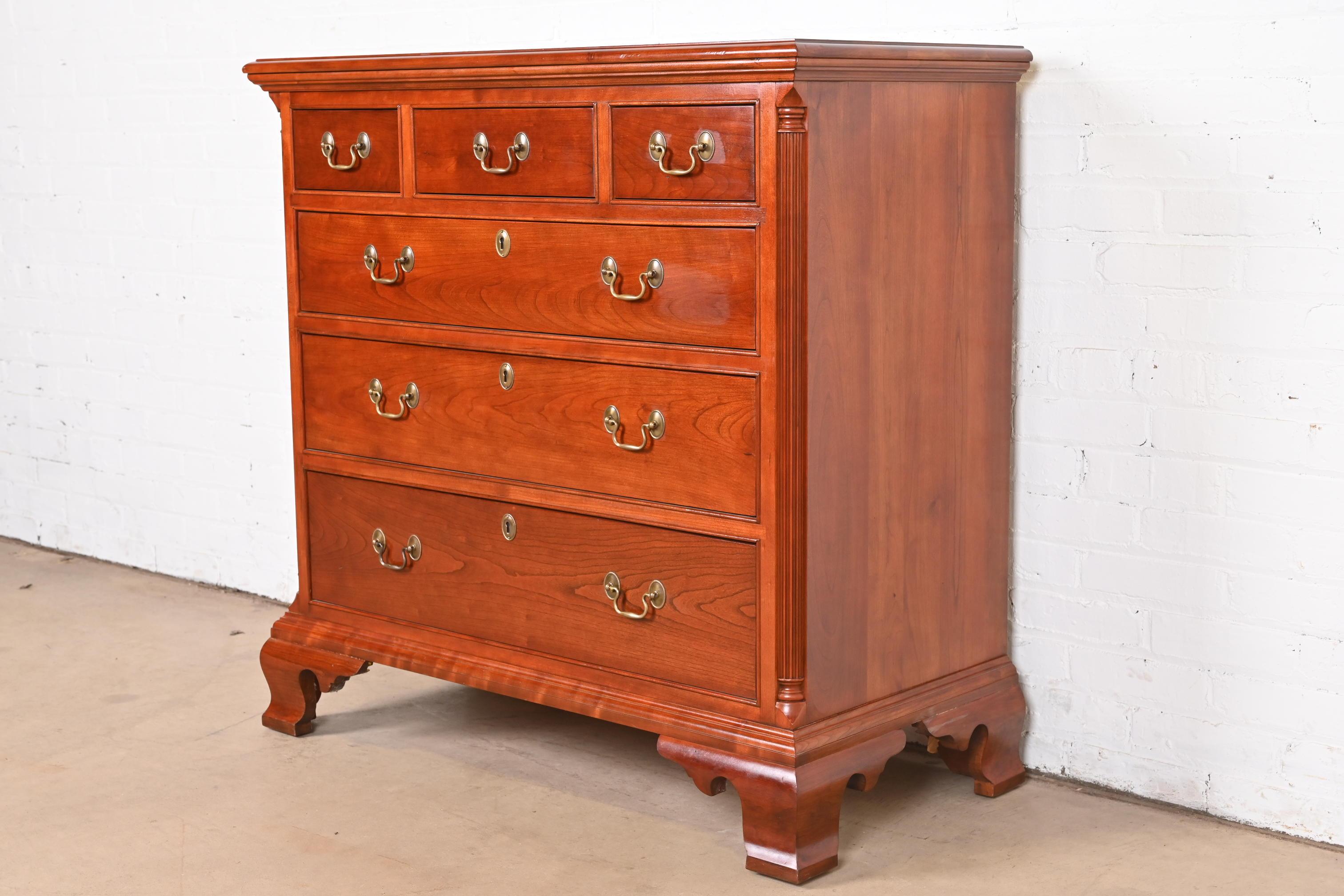 American Stickley Georgian Solid Cherry Wood Six-Drawer Chest of Drawers