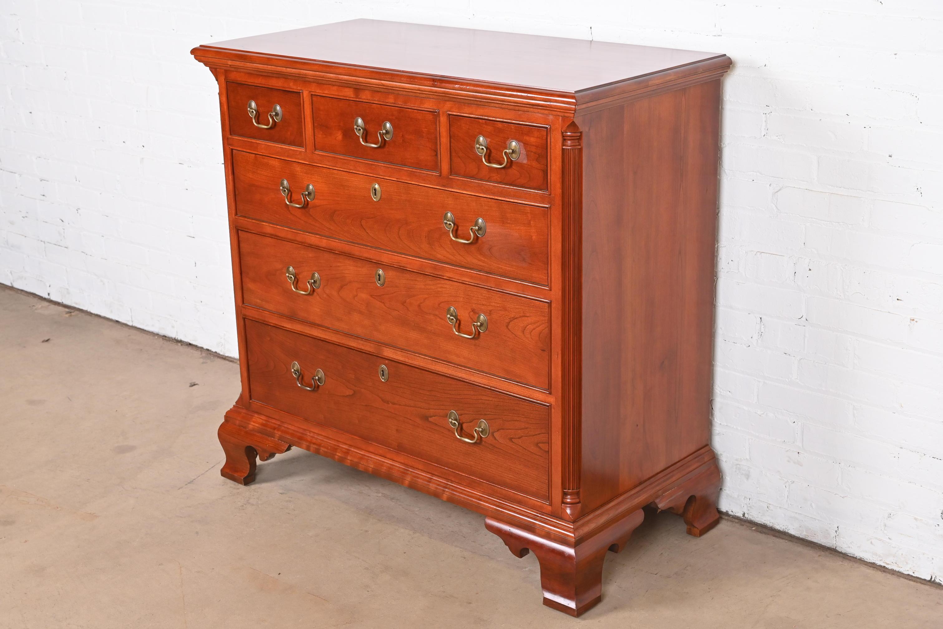 Stickley Georgian Solid Cherry Wood Six-Drawer Chest of Drawers In Good Condition In South Bend, IN