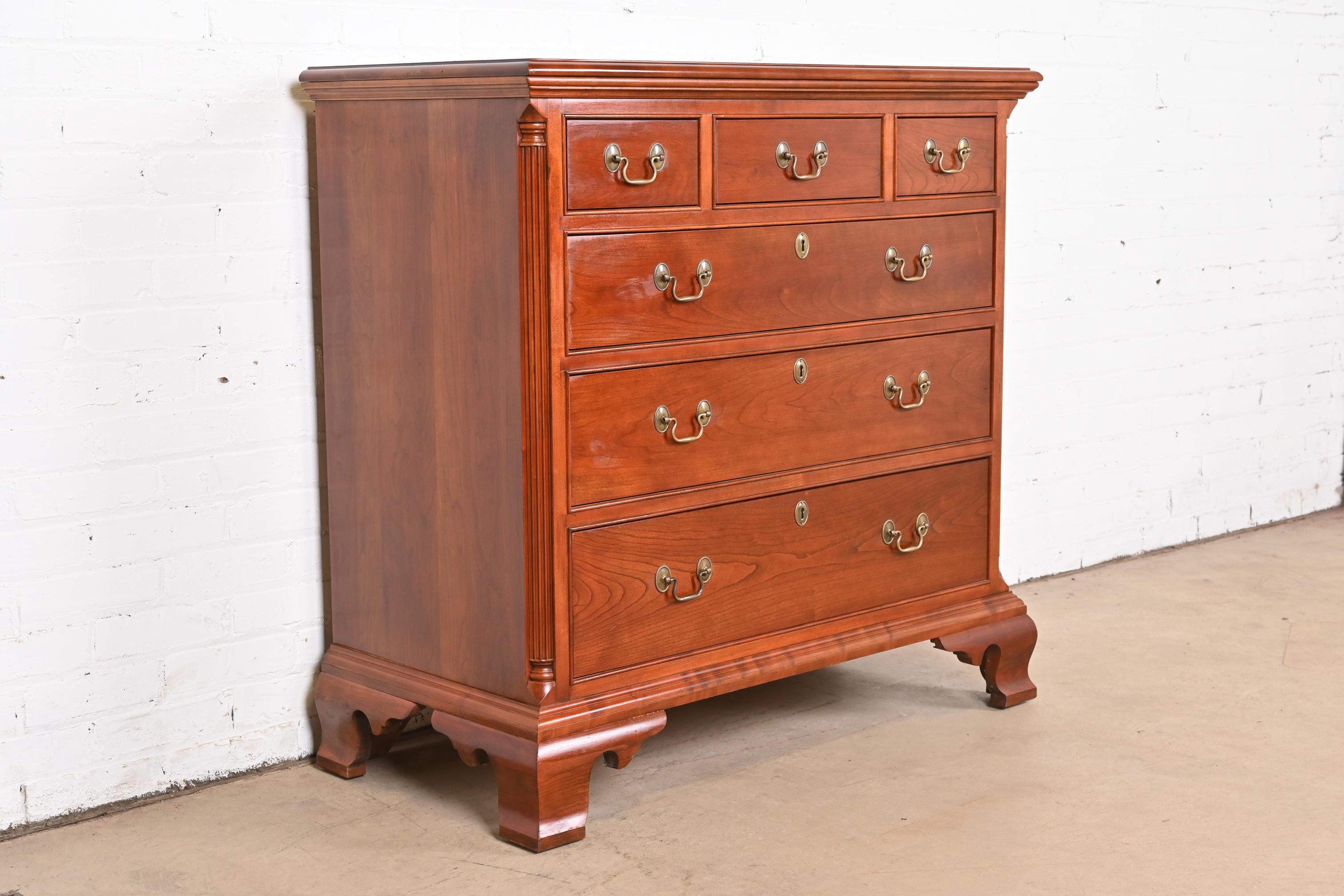 20th Century Stickley Georgian Solid Cherry Wood Six-Drawer Chest of Drawers