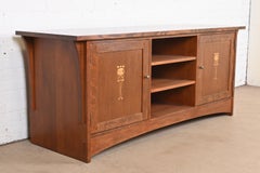 Stickley Harvey Ellis Arts & Crafts Inlaid Oak Media Console or Credenza
