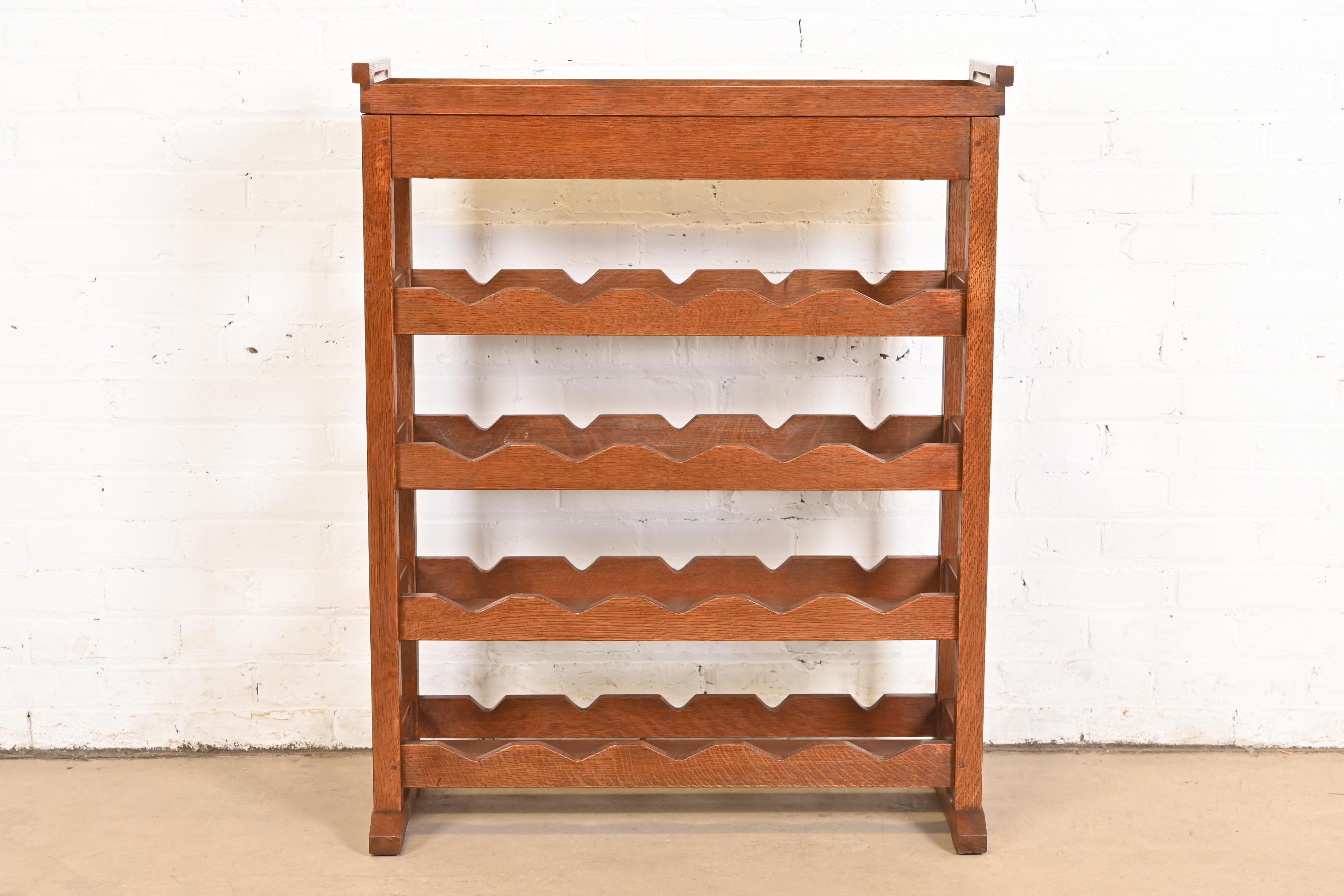 Porte-bouteilles de 20 bouteilles Stickley Harvey Ellis Collection Arts & Crafts marqueté de chêne en vente 3
