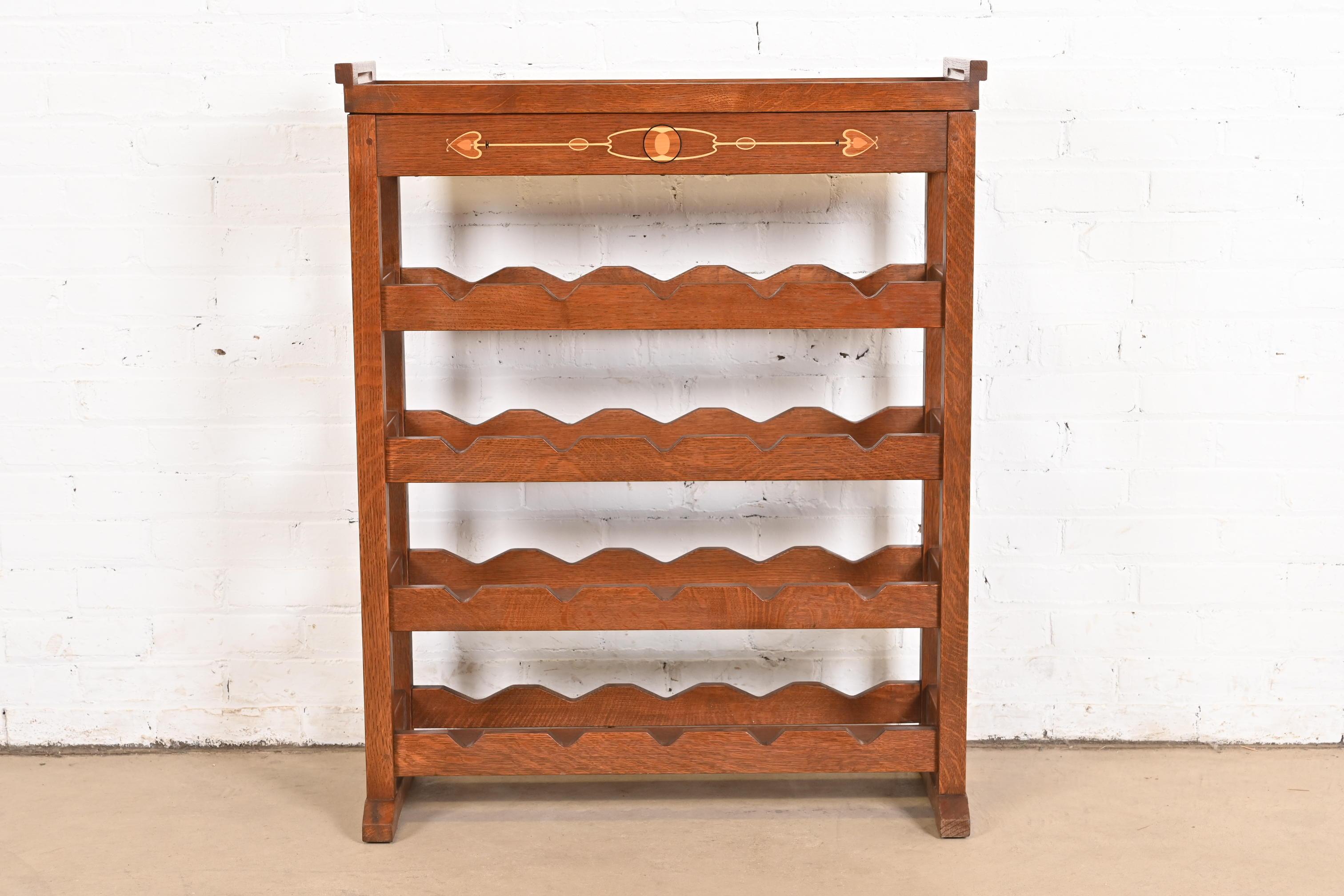 Arts and Crafts Porte-bouteilles de 20 bouteilles Stickley Harvey Ellis Collection Arts & Crafts marqueté de chêne en vente