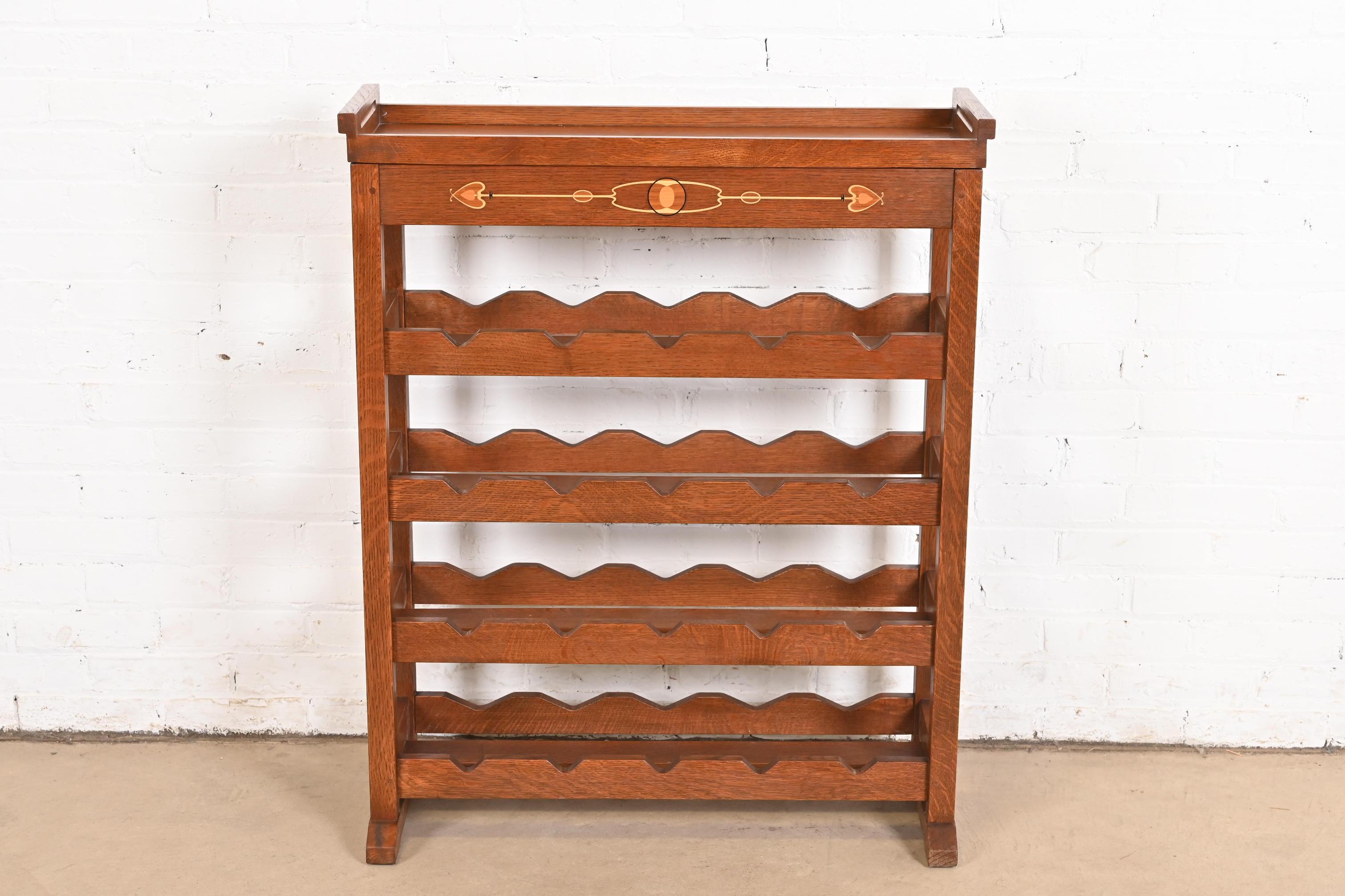 Américain Porte-bouteilles de 20 bouteilles Stickley Harvey Ellis Collection Arts & Crafts marqueté de chêne en vente
