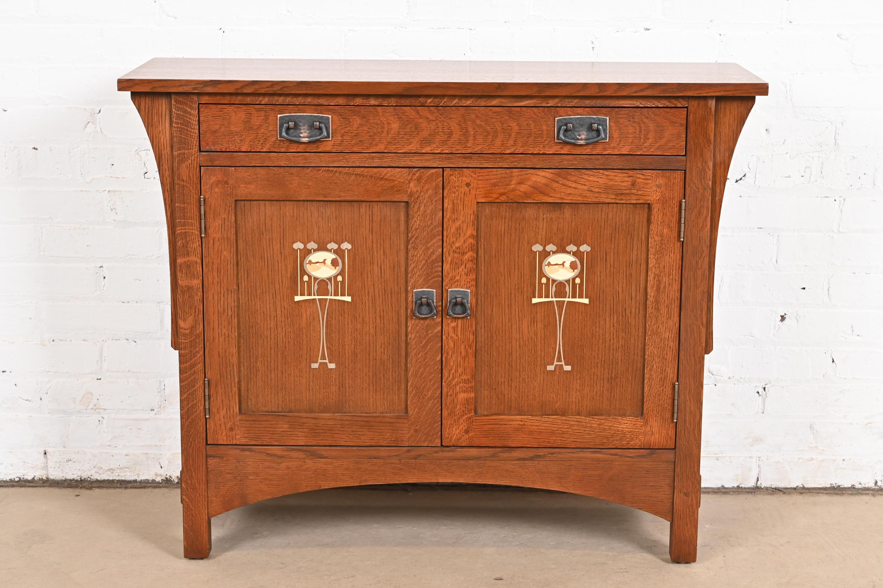 An exceptional Mission or Arts & Crafts style buffet server or bar cabinet

By L. & J.G. Stickley, 