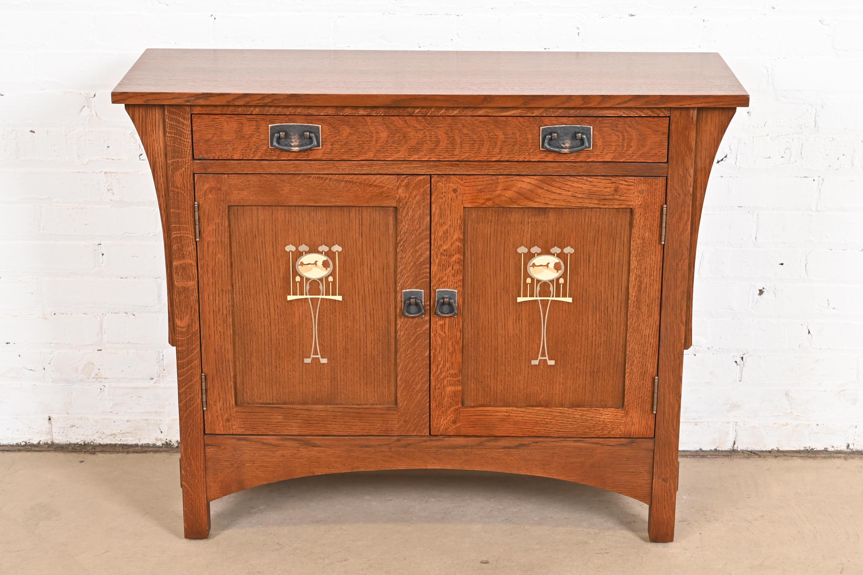 Arts and Crafts Stickley Harvey Ellis Collection Arts & Crafts Inlaid Oak Buffet Server
