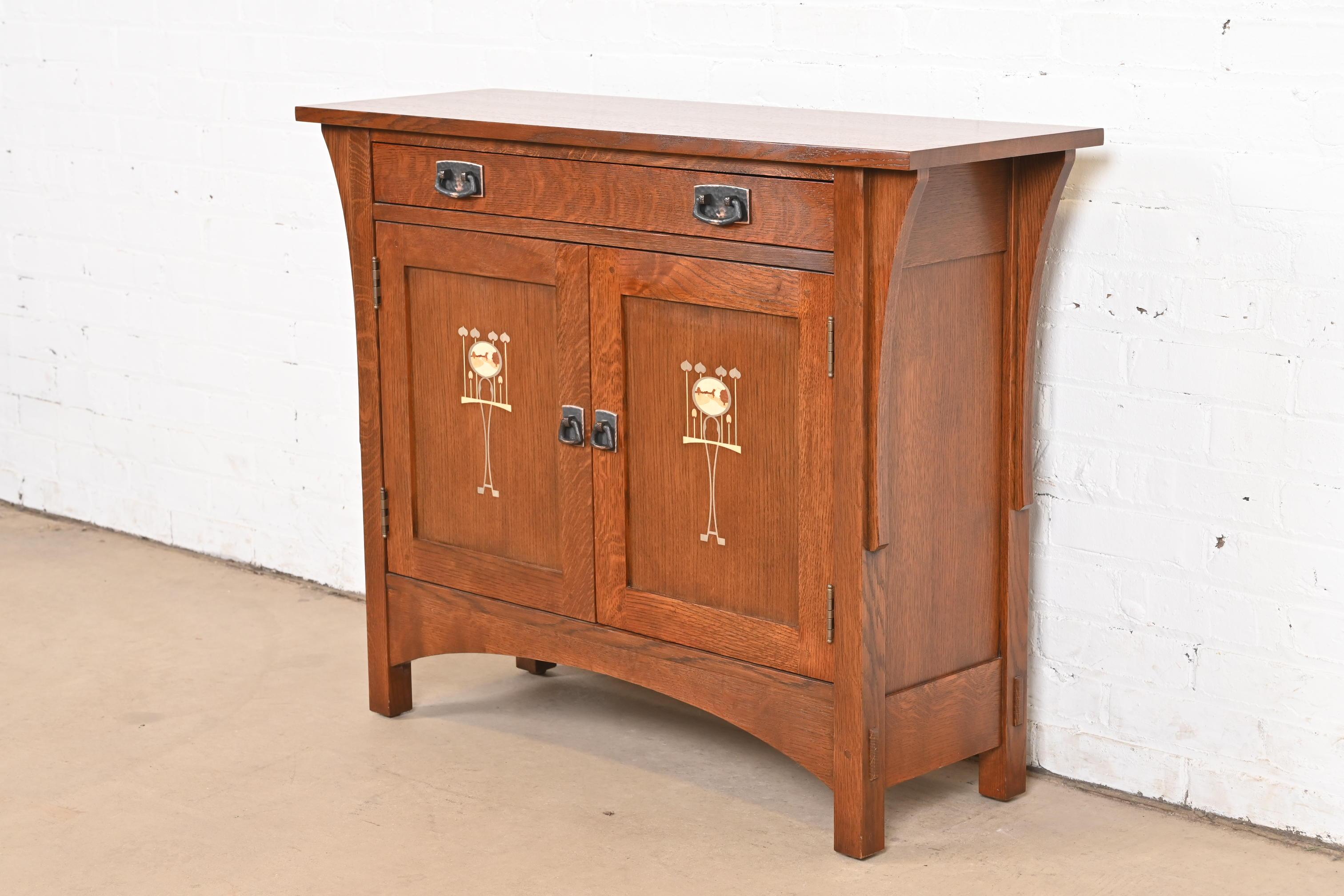 American Stickley Harvey Ellis Collection Arts & Crafts Inlaid Oak Buffet Server