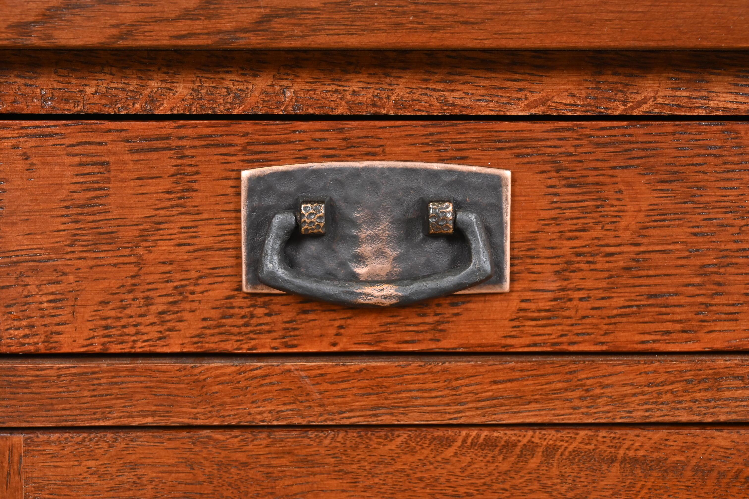 Copper Stickley Harvey Ellis Collection Arts & Crafts Inlaid Oak Buffet Server