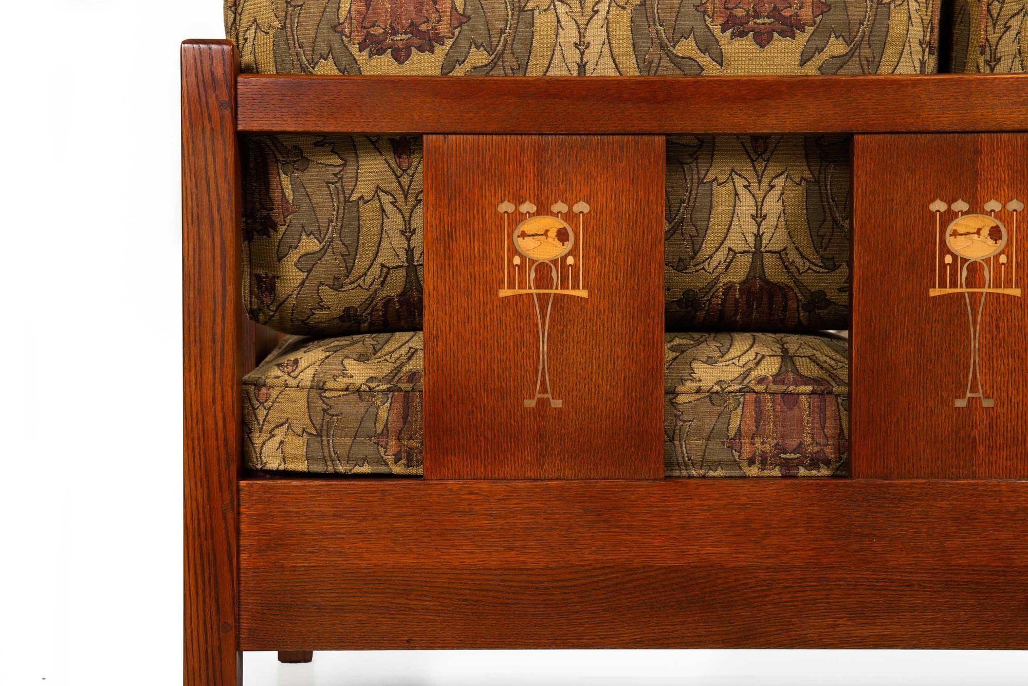 Upholstery Stickley “Harvey Ellis Collection” Arts & Crafts Mission Oak Loveseat