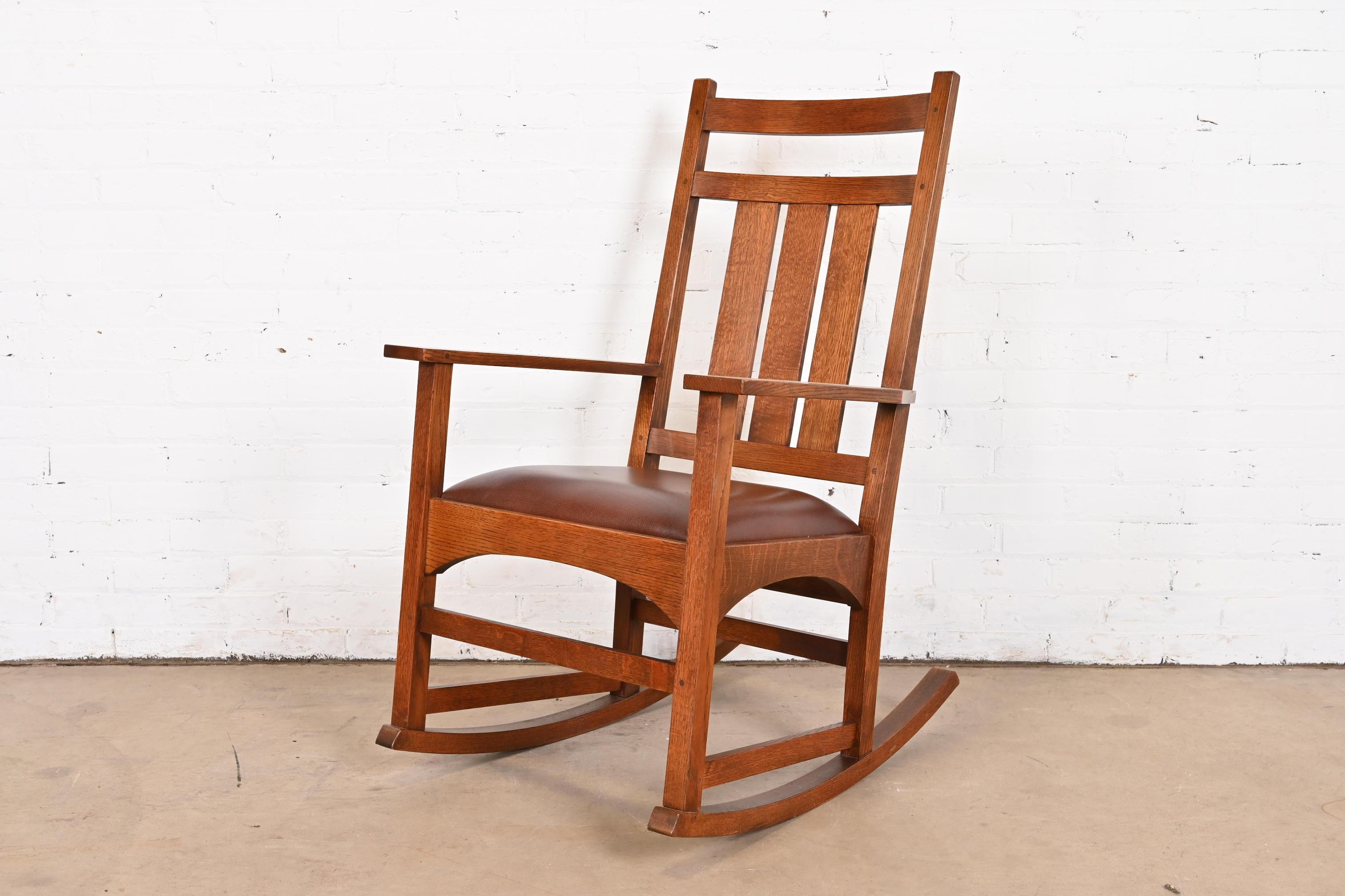 A gorgeous Mission or Arts & Crafts style rocking chair

By L. & J.G. Stickley, 