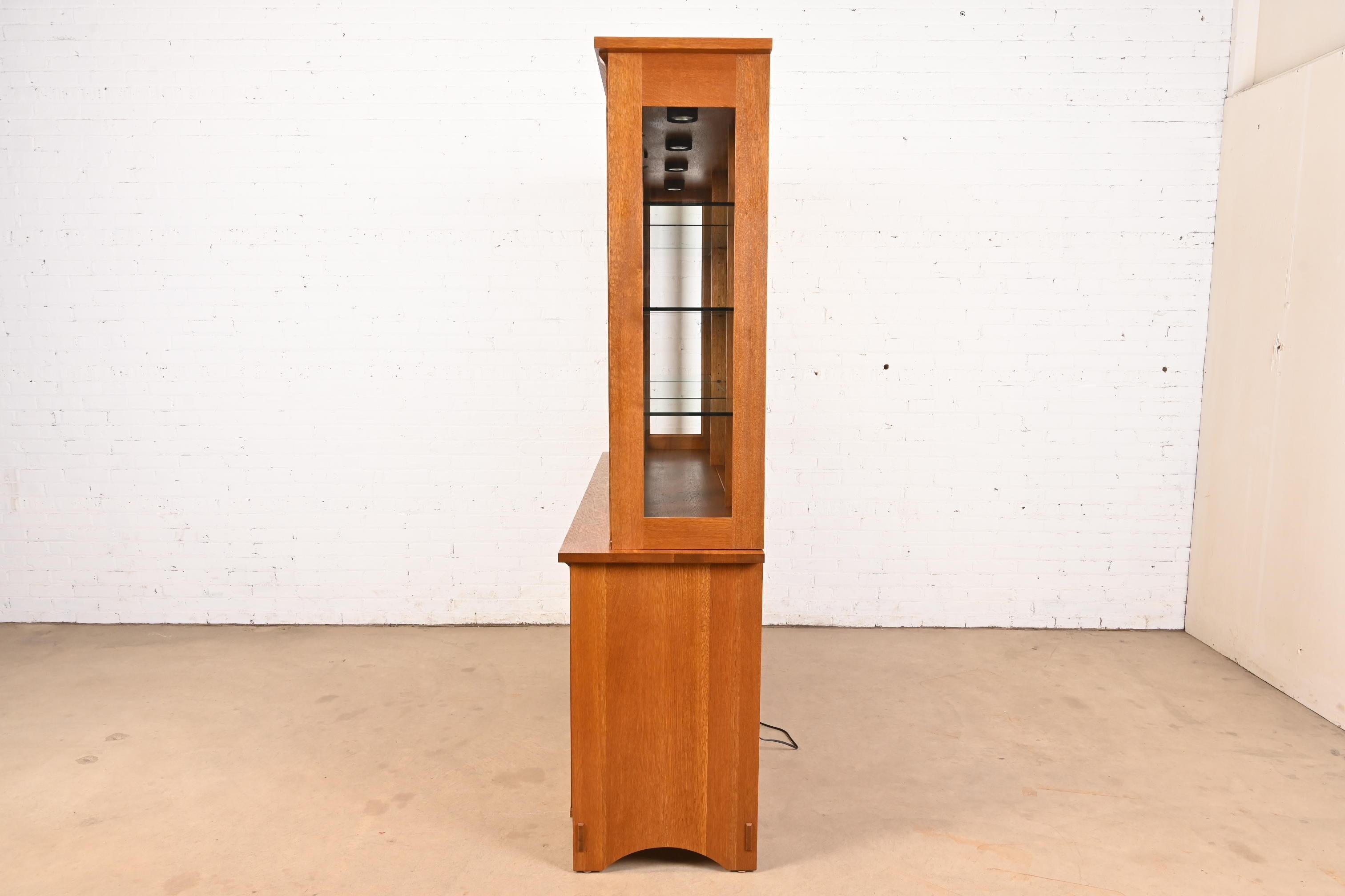 Stickley Harvey Ellis Collection'S Arts & Crafts Quercia Libreria illuminata a scomparsa in vendita 4