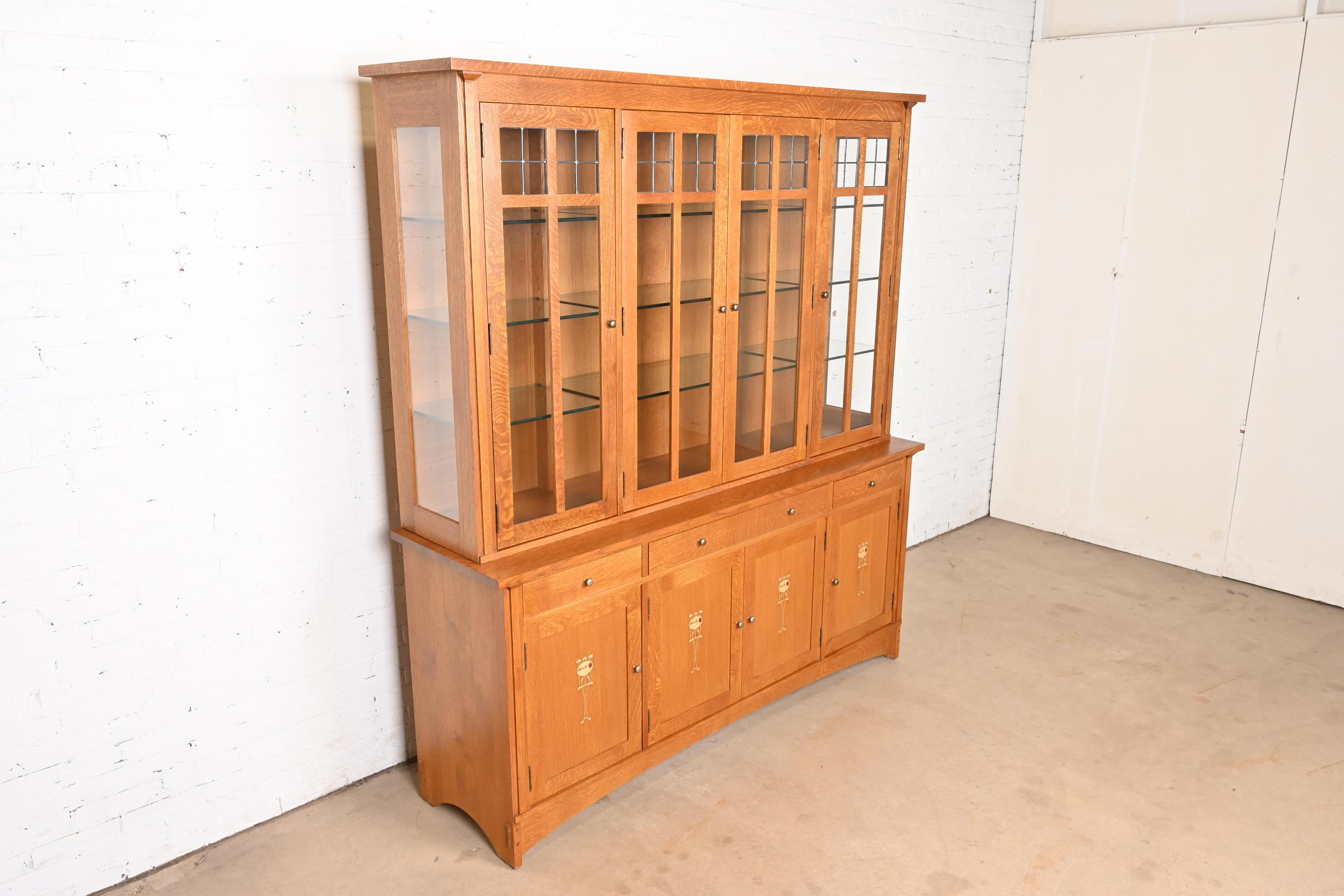 Stickley Harvey Ellis Collection'S Arts & Crafts Quercia Libreria illuminata a scomparsa In condizioni buone in vendita a South Bend, IN
