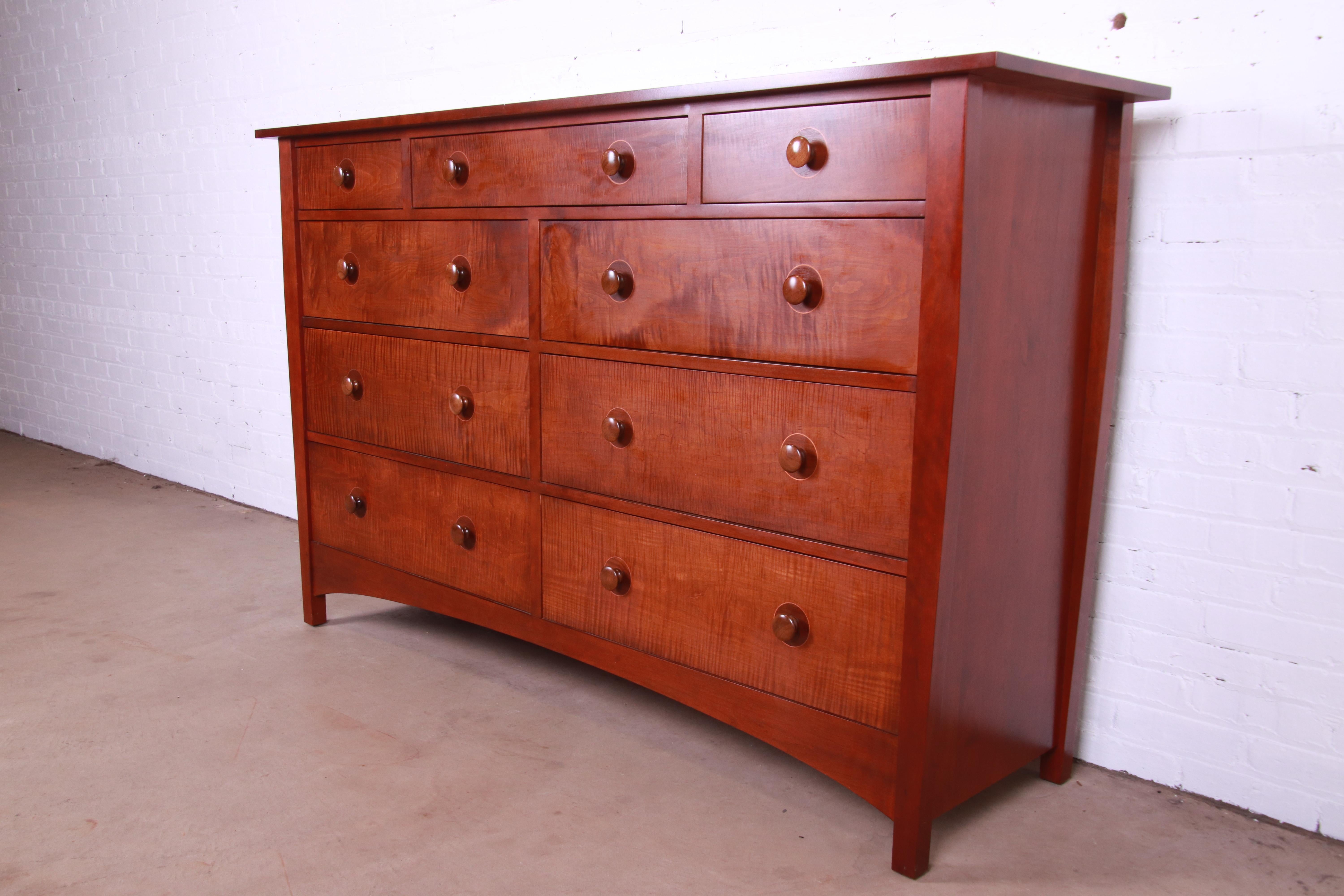 American Stickley Harvey Ellis Collection Cherry Wood and Tiger Maple Dresser