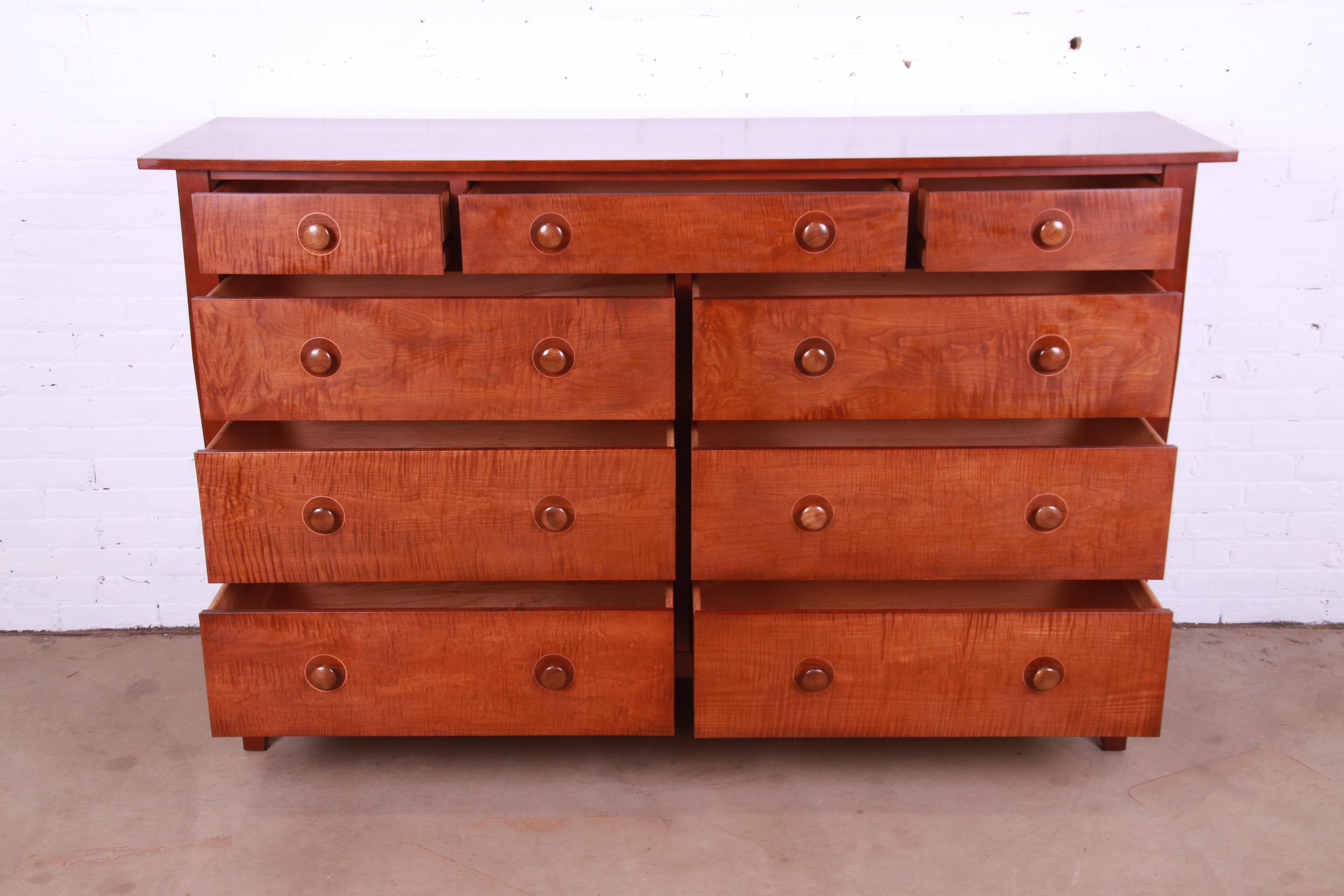 Copper Stickley Harvey Ellis Collection Cherry Wood and Tiger Maple Dresser
