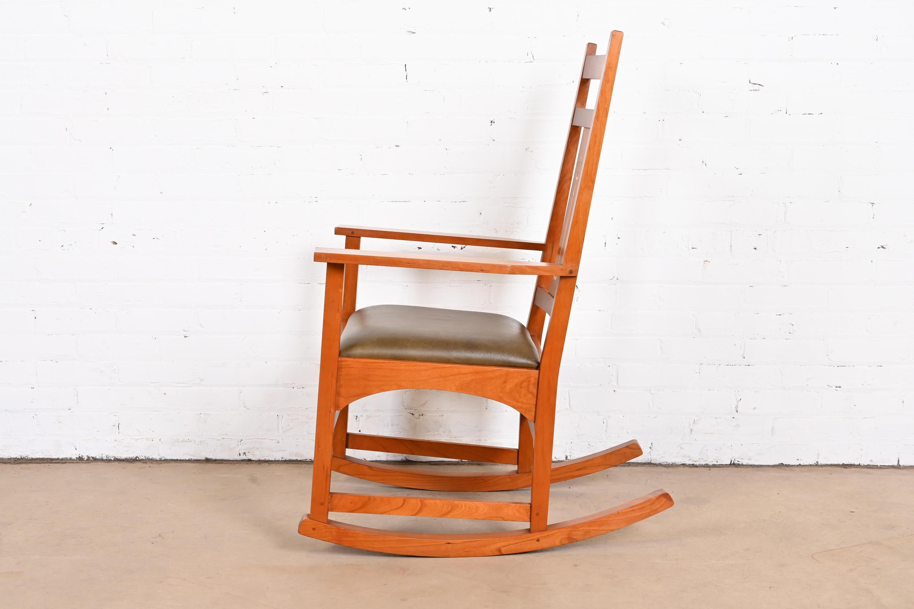 Stickley Harvey Ellis Collection Inlaid Cherry Wood Arts & Crafts Rocking Chair 2