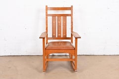 Stickley Harvey Ellis Collection Inlaid Cherry Wood Arts & Crafts Rocking Chair