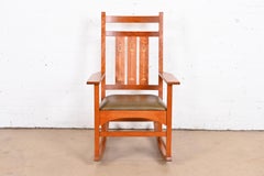 Stickley Harvey Ellis Collection Inlaid Cherry Wood Arts & Crafts Rocking Chair