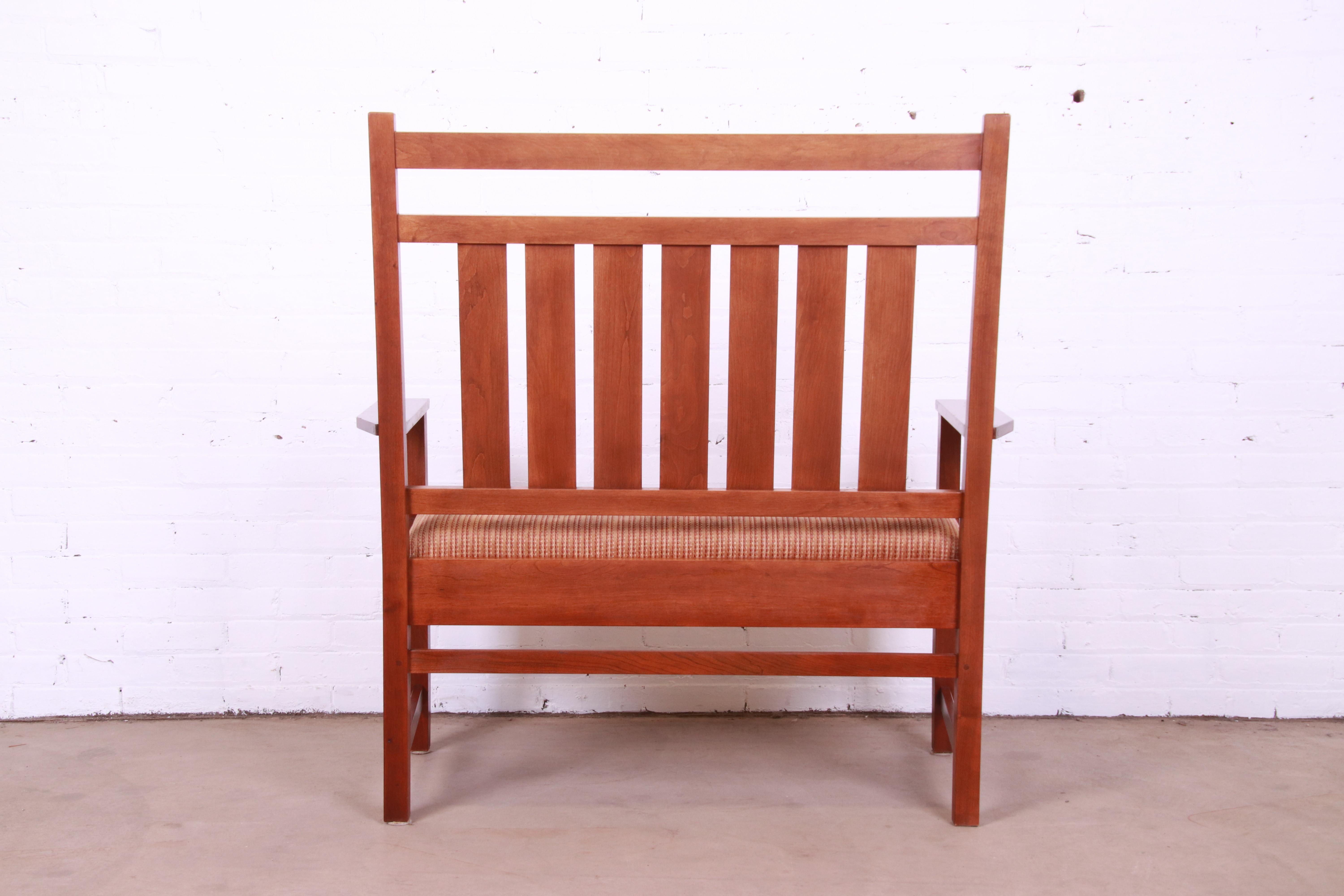 Stickley Harvey Ellis Collection Inlaid Cherry Wood Bench or Settee 5