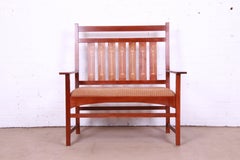 Stickley Harvey Ellis Collection Inlaid Cherry Wood Bench or Settee