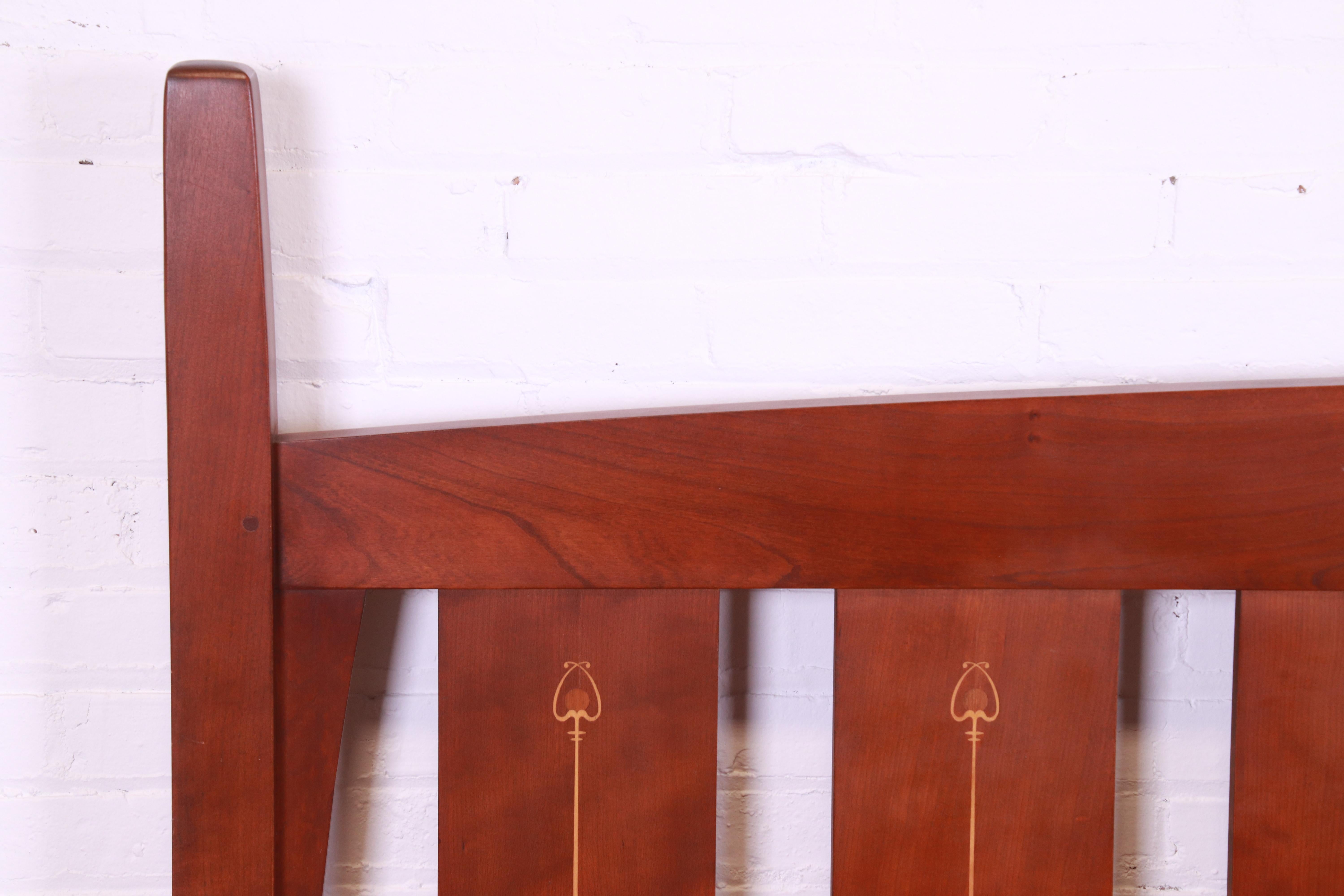 Contemporary Stickley Harvey Ellis Collection Inlaid Cherry Wood King Size Bed