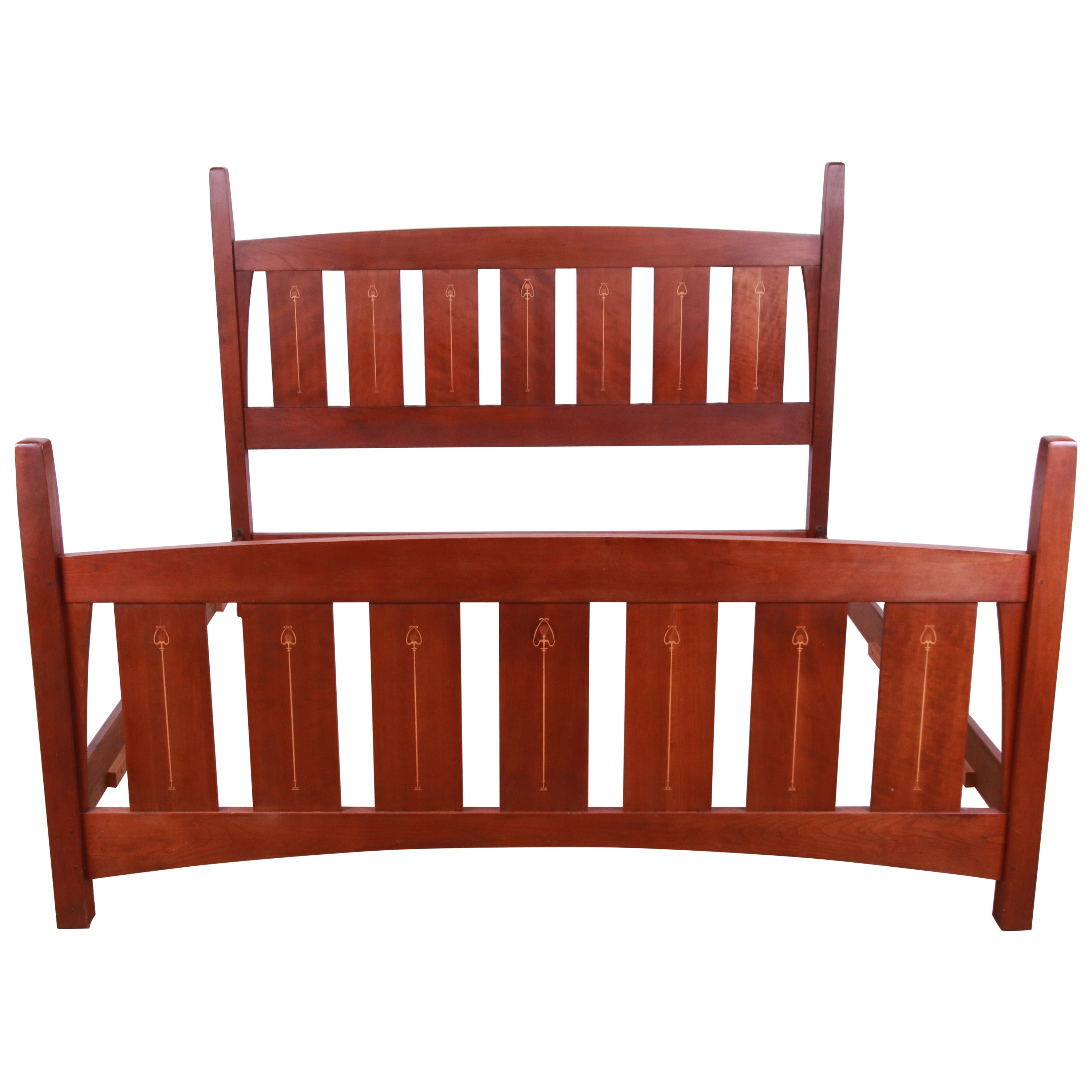 Stickley Harvey Ellis Collection Inlaid Cherry Wood King Size Bed
