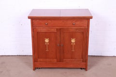 Stickley Harvey Ellis Collection Inlaid Cherry Wood Rolling Bar Cart Server