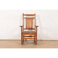Stickley Harvey Ellis Collection Mission Arts & Crafts Inlaid Oak Rocking Chair