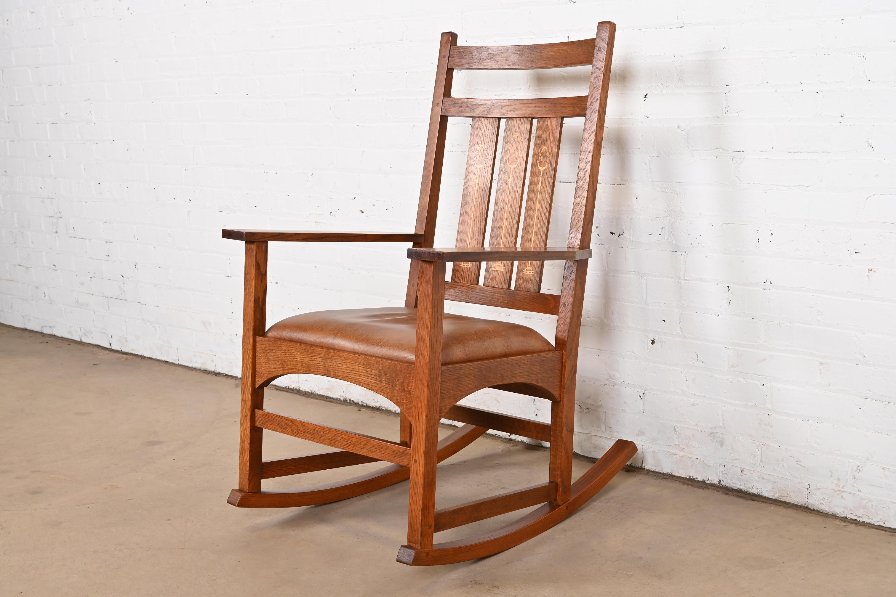 Stickley Harvey Ellis Collection Mission Arts & Crafts Rocking Chair In Good Condition For Sale In South Bend, IN